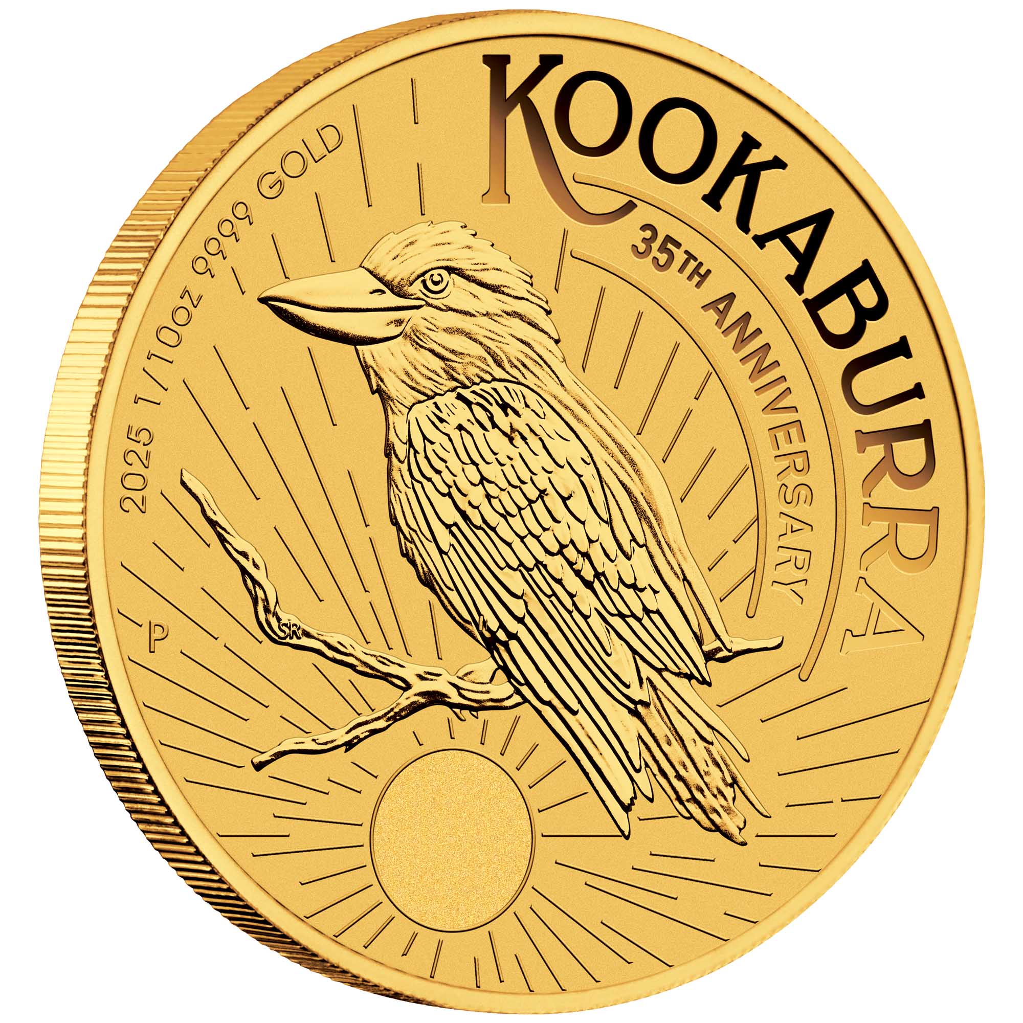 01 2025 AustralianKookaburra 1 10oz Gold Coin OnEdge HighRes