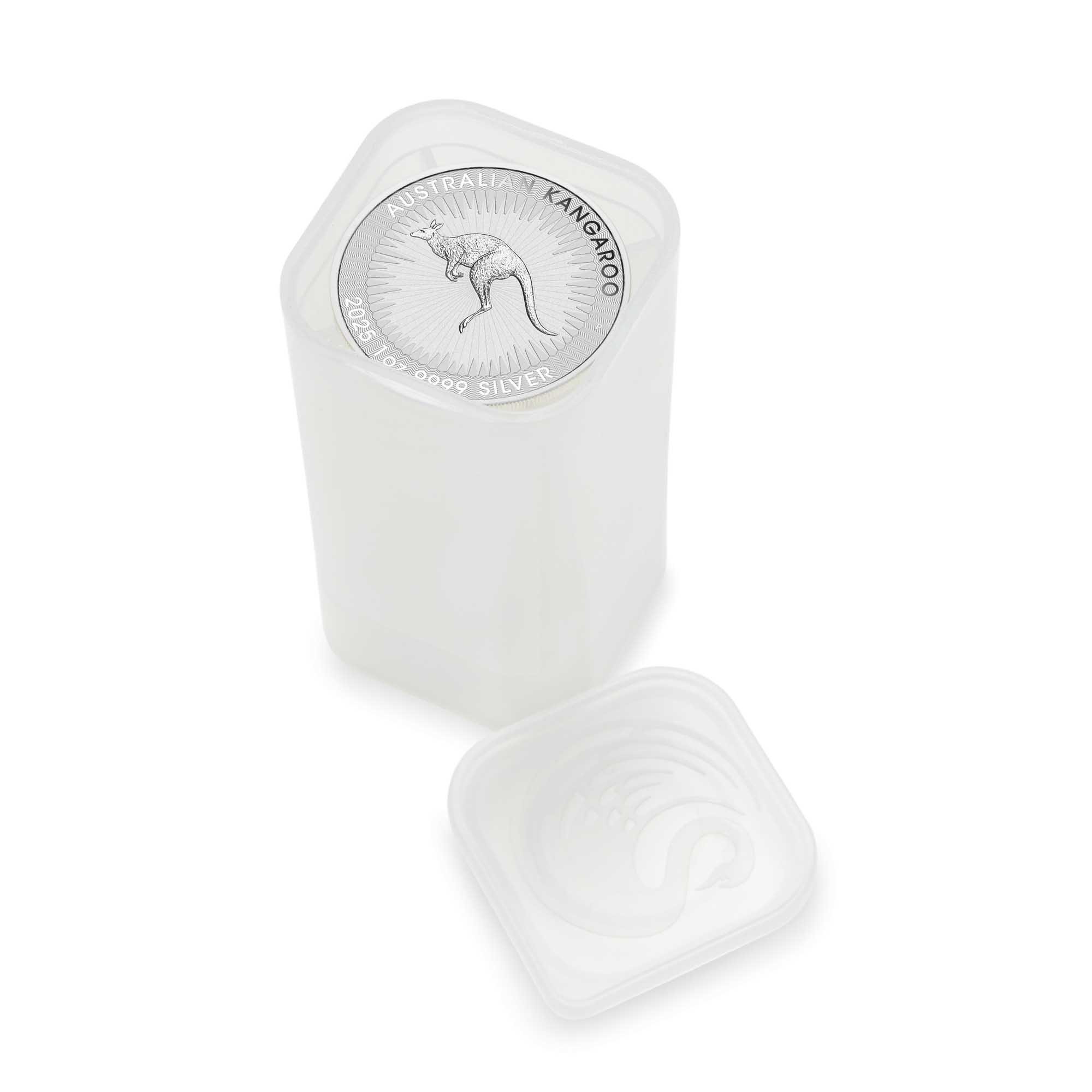 04 2025 Australian Kangaroo 1oz  Silver Bullion Coin in tube HighRes