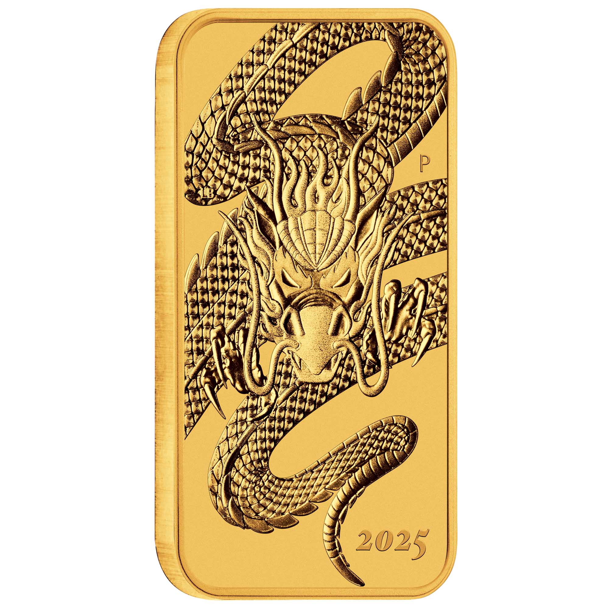 01 2025 Dragon 1oz Gold Bullion Rectangular Coin On Edge HighRes