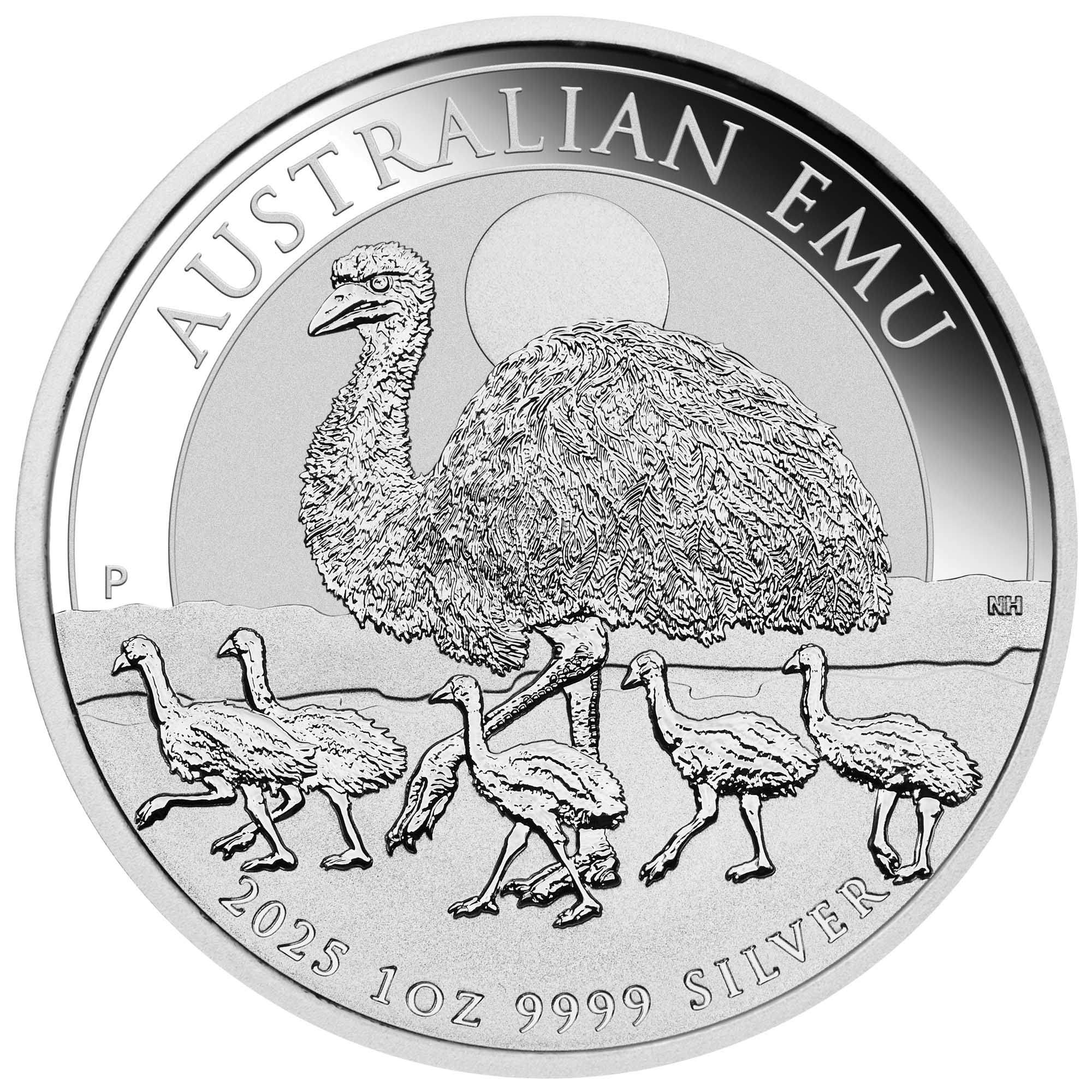 02 2025 Australian Emu 1oz Silver Bullion Coin StraightOn HighRes