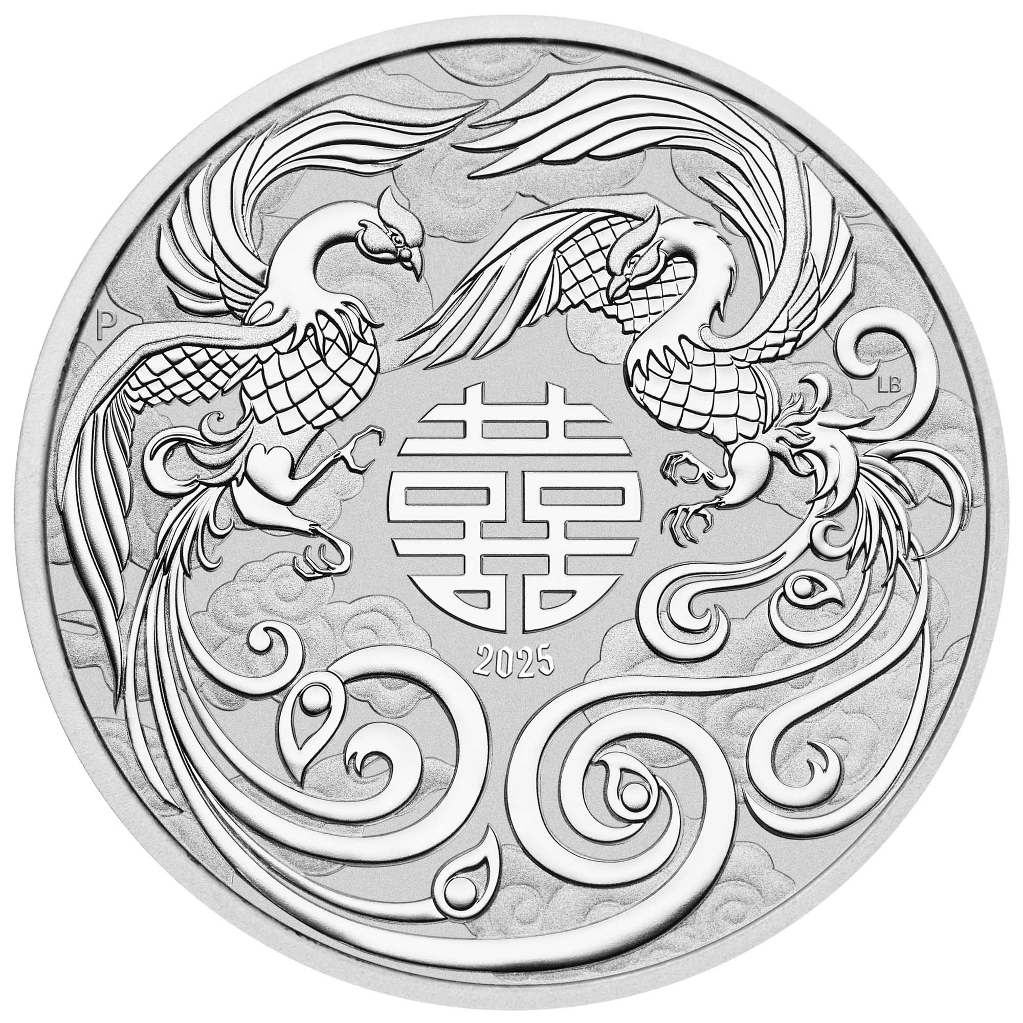 02 2025 Double Phoenix 1oz Silver Bullion Coin straight on HighRes