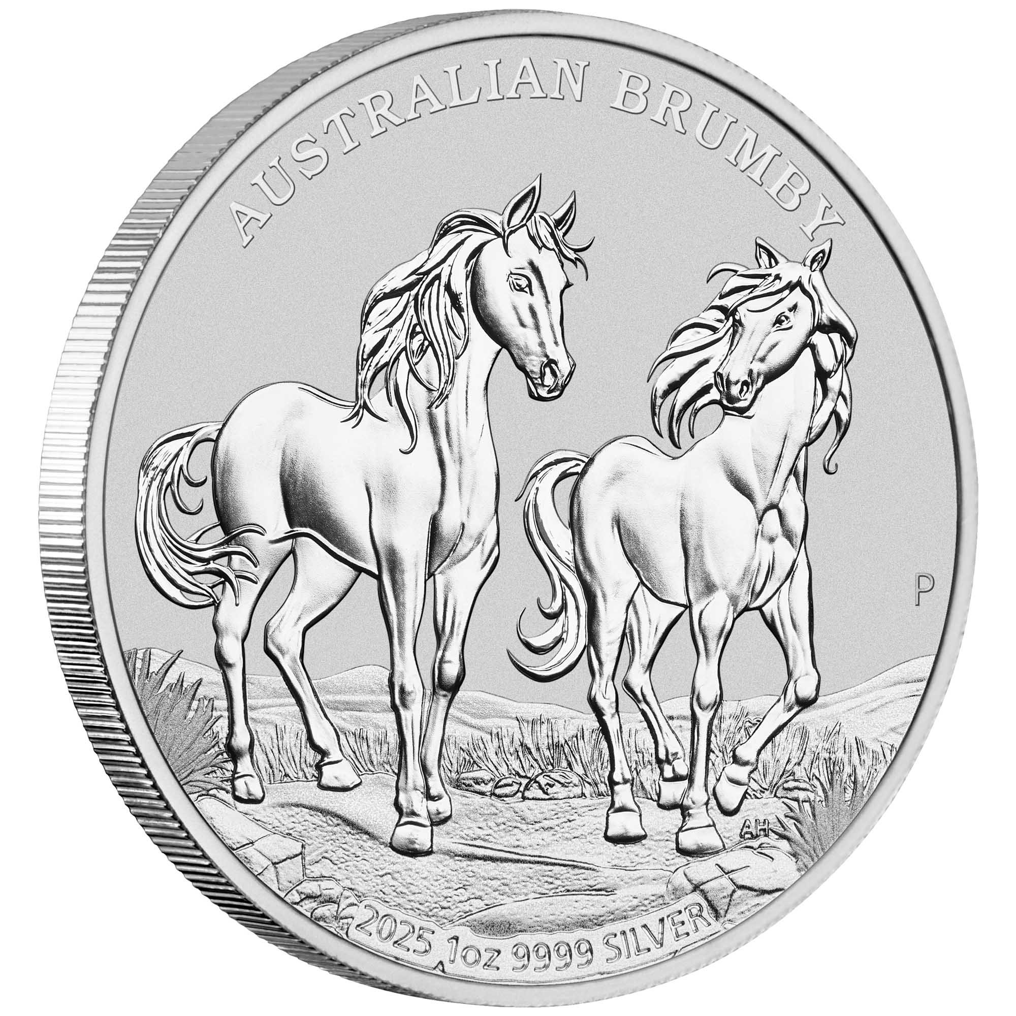 01 2025 Australian Brumby 1oz Silver Bullion Coin on edge HighRes