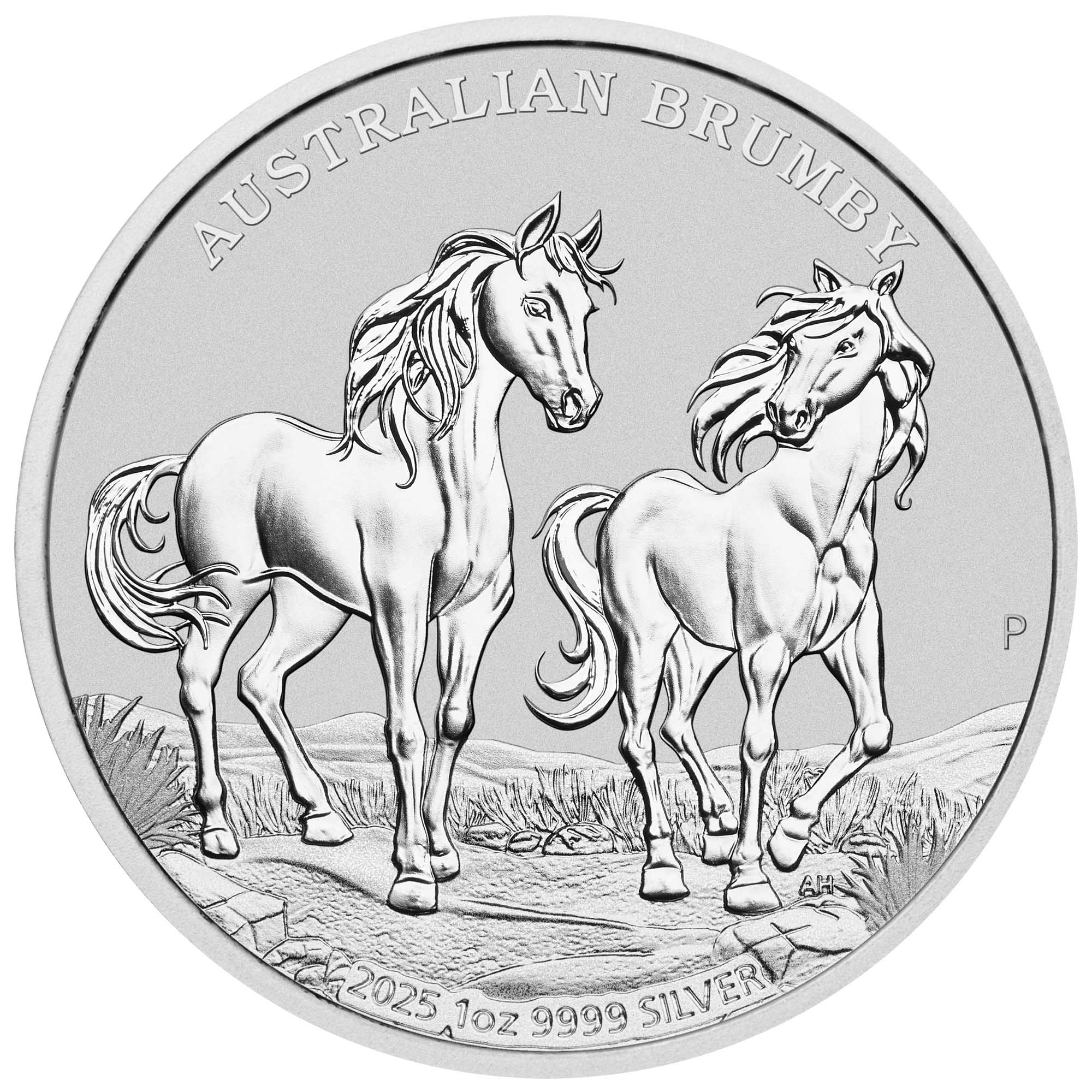 02 2025 Australian Brumby 1oz Silver Bullion Coin straight on HighRes