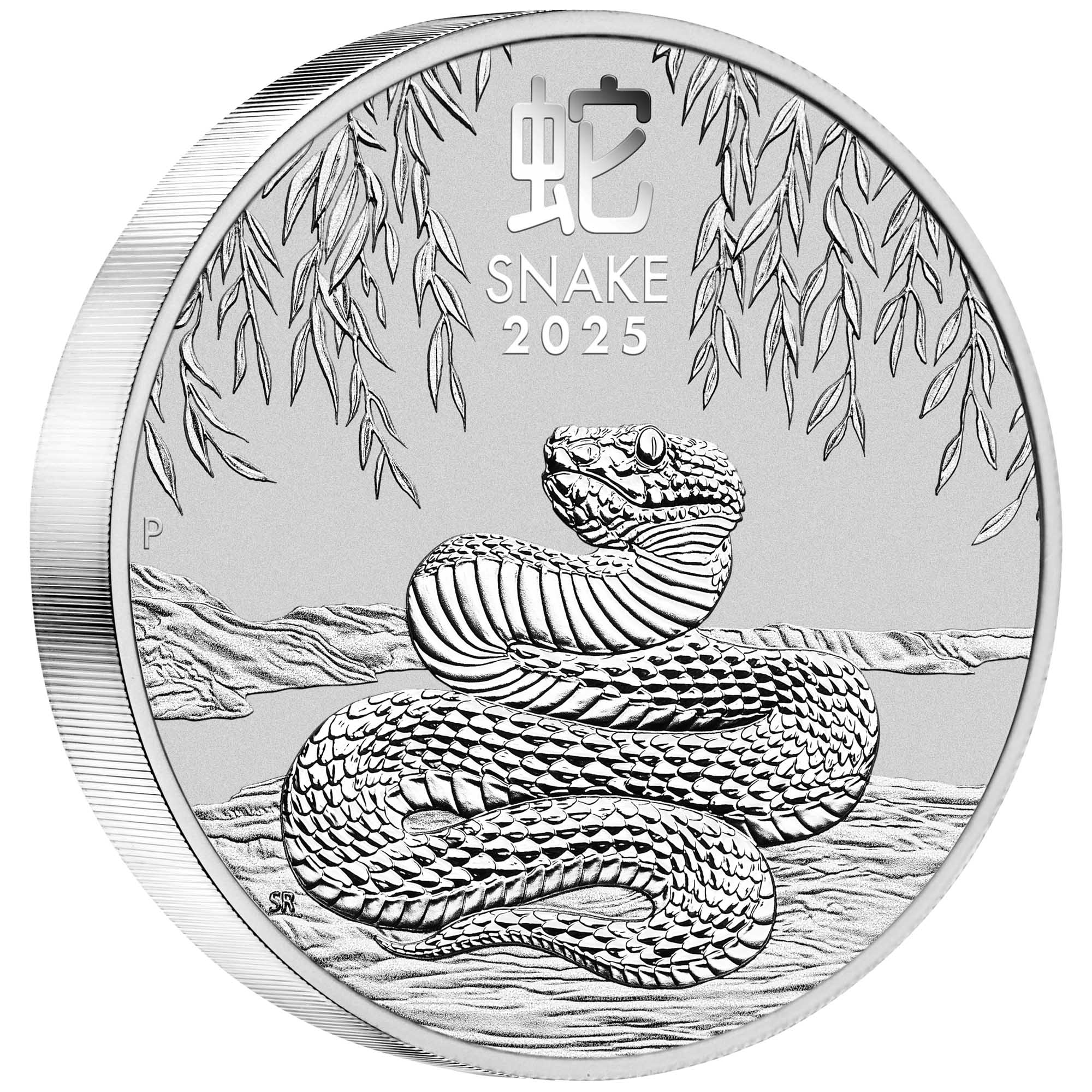 01 2025 Lunar Series III Year of the Snake 1 Kilo Silver  Bullion Coin OnEdge HighRes