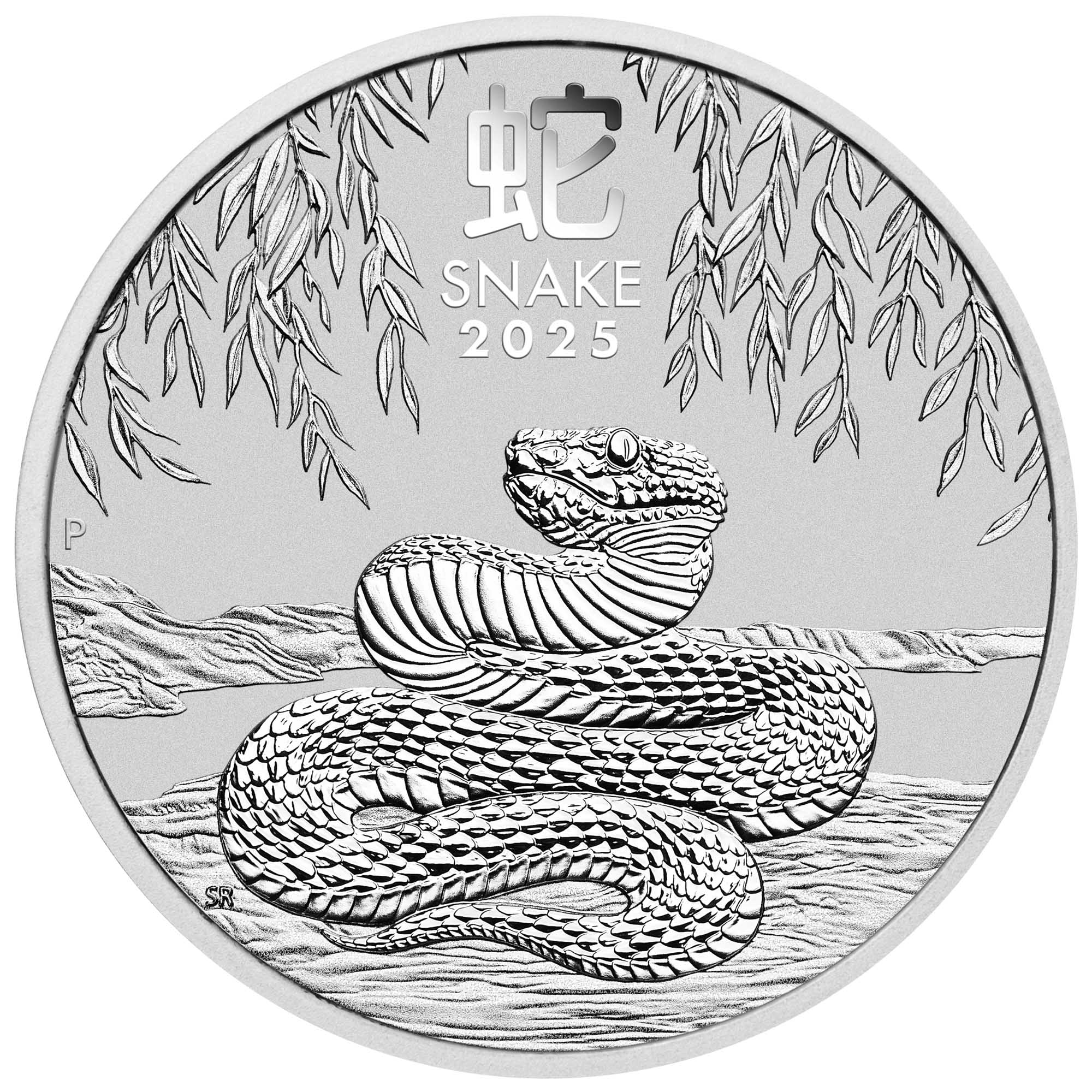 03 2025 Lunar Series III Year of the Snake Silver  Bullion Coin StraightOn HighRes