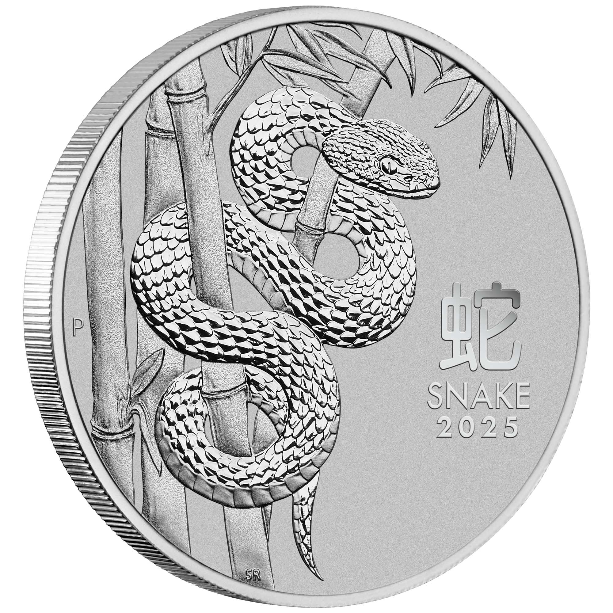 01 2025 Year of the Snake Platinum Bullion Coin OnEdge HighRes