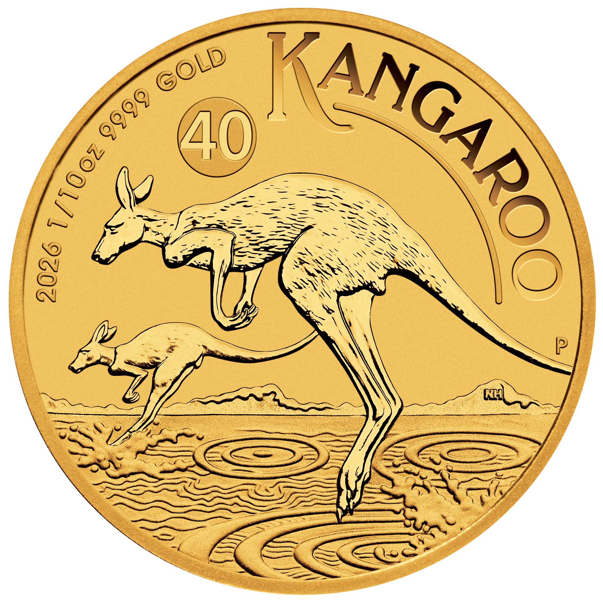 11 2026 Australian Kangaroo 1 10oz Gold Bullion Coin Coin straight on HighRes