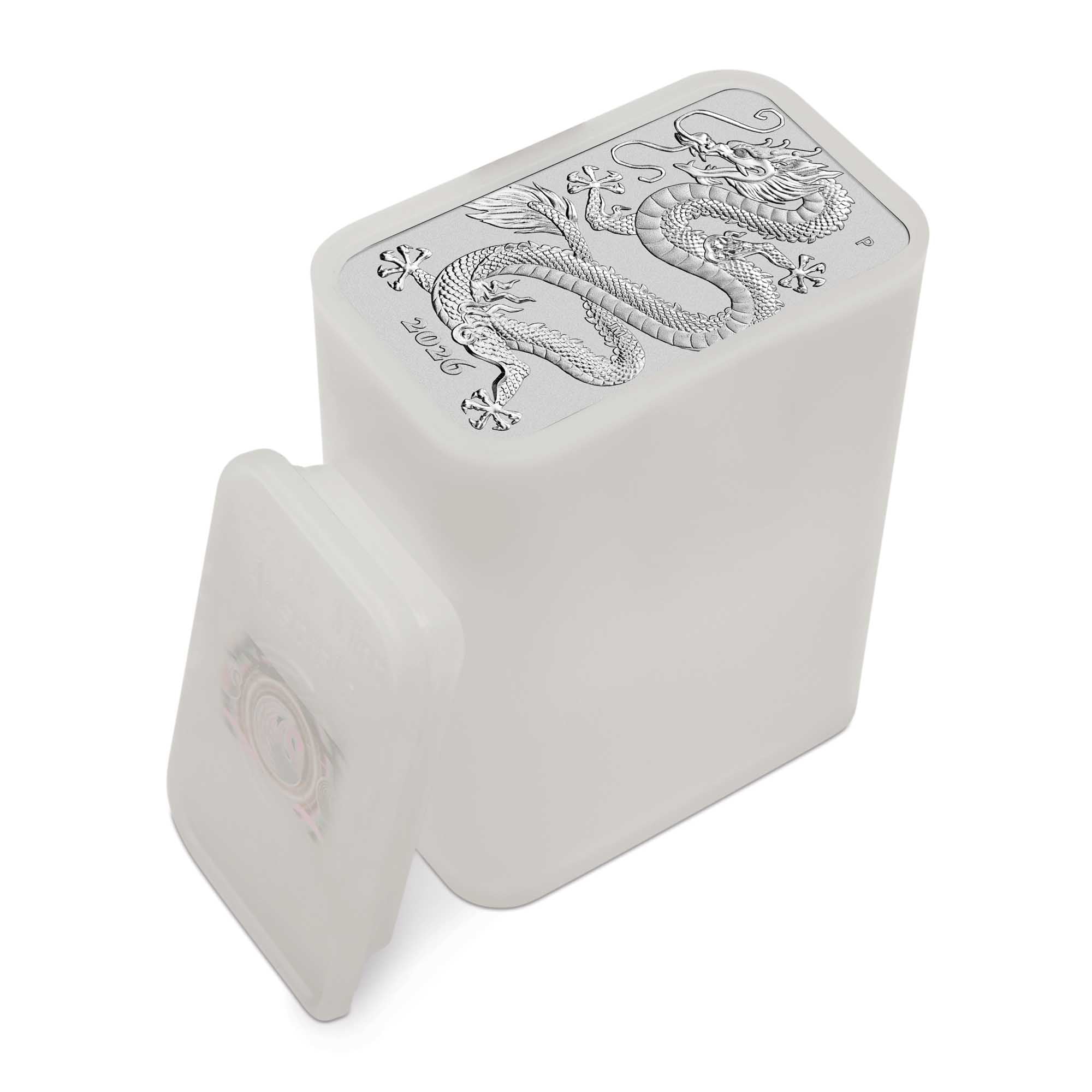 04 4046 2026 Dragon 1oz Silver Rectangular Coin InTube HR
