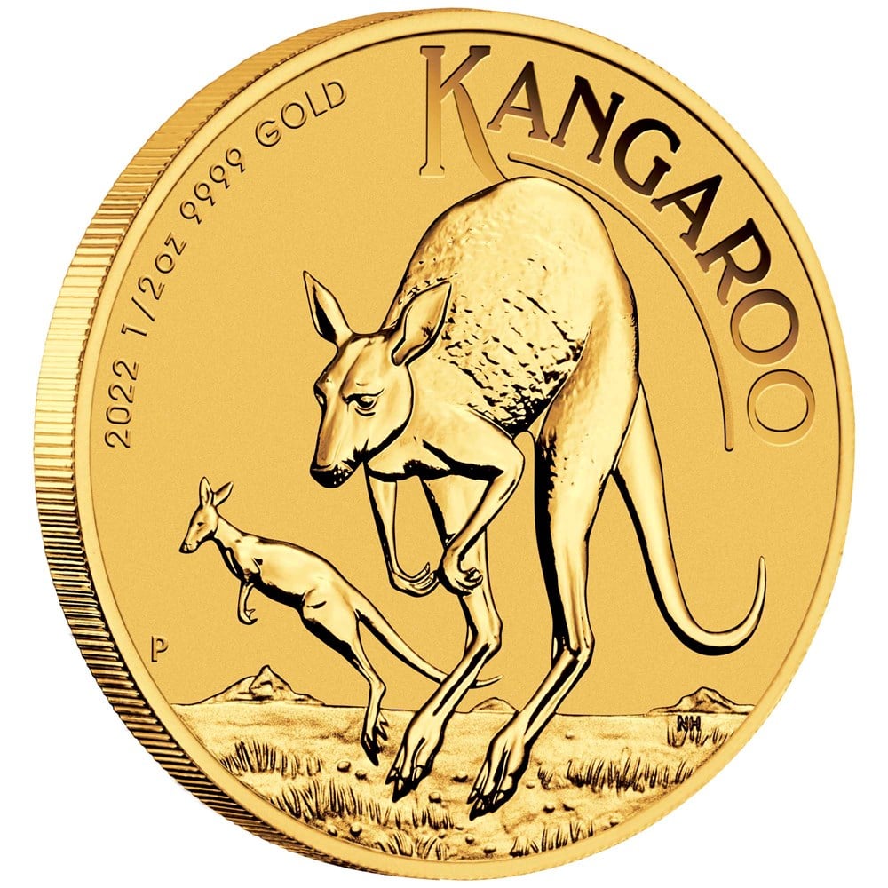 01 2022 AusKangaroo Gold 1 2oz Bullion OnEdge HighRes