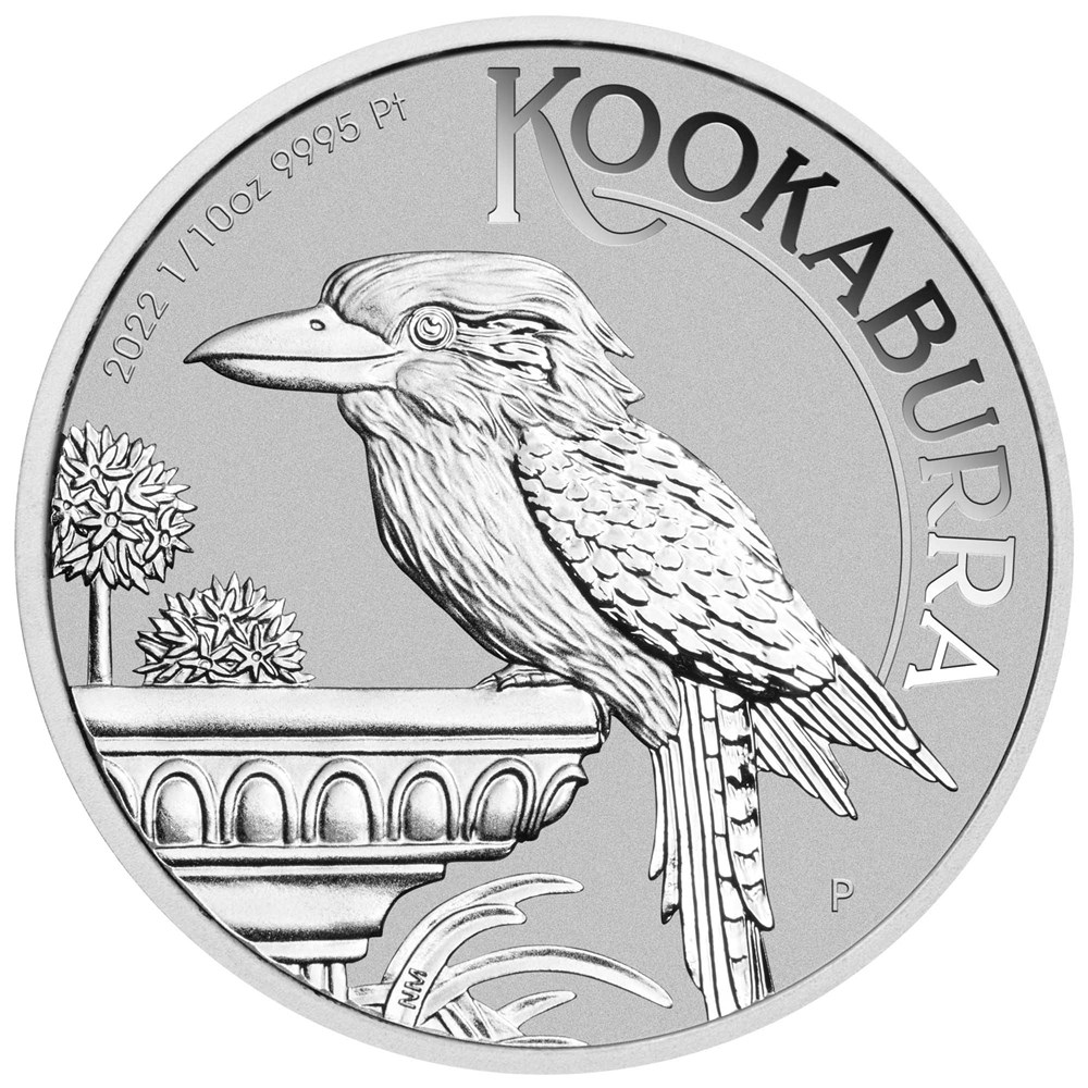 02 2022 Australian Kookaburra 1 10oz Platinum Coin StraightOn HighRes