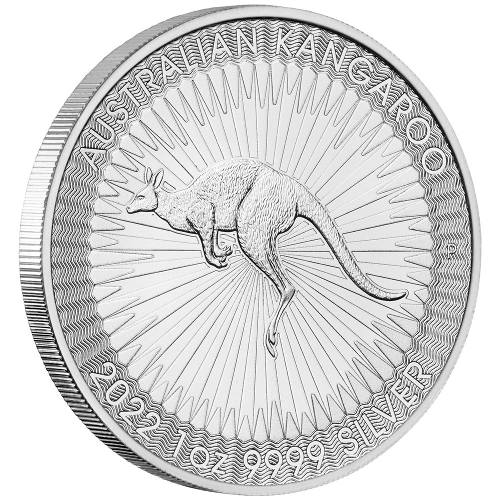 01 2022 Australian Kangaroo Silver 1oz Bullion OnEdge HighRes