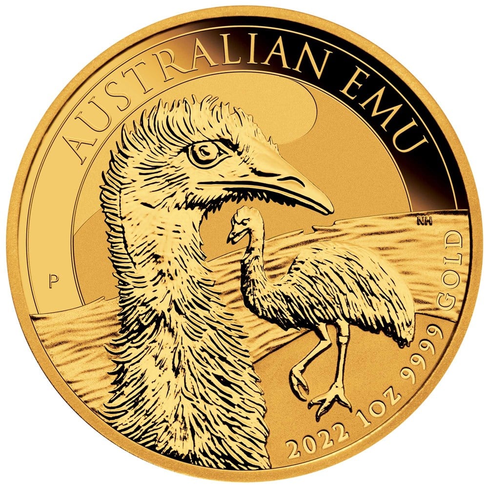 02 2022 Australian Emu 1oz Gold Bullion Coin StraightOn HighRes