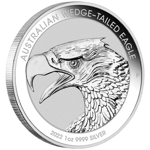 01 2022 AustralianWedge TailedEagle 1oz Silver Bullion Coin OnEdge HighRes