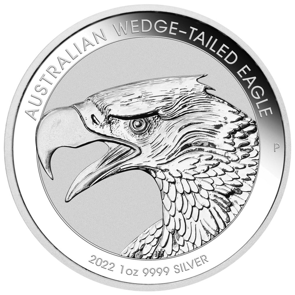 02 2022 AustralianWedge TailedEagle 1oz Silver Bullion Coin StraightOn HighRes