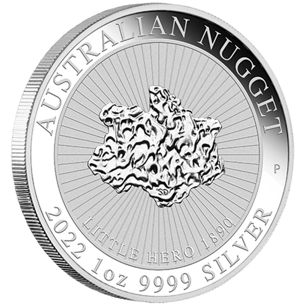 01 2022 Little Hero Nugget 1oz Silver Bullion Coin OnEdge Actual