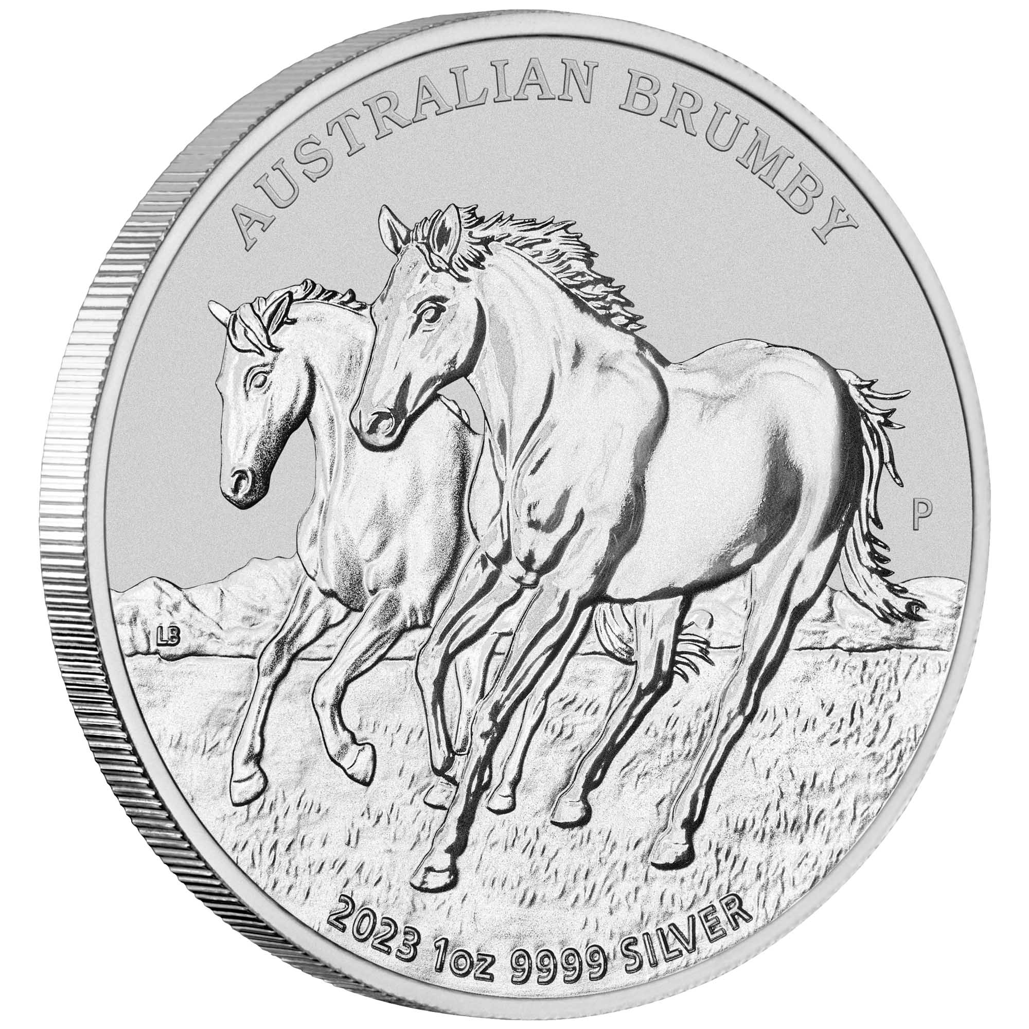 01 2023 AustralianBrumby 1oz Silver Bullion Coin OnEdge HighRes