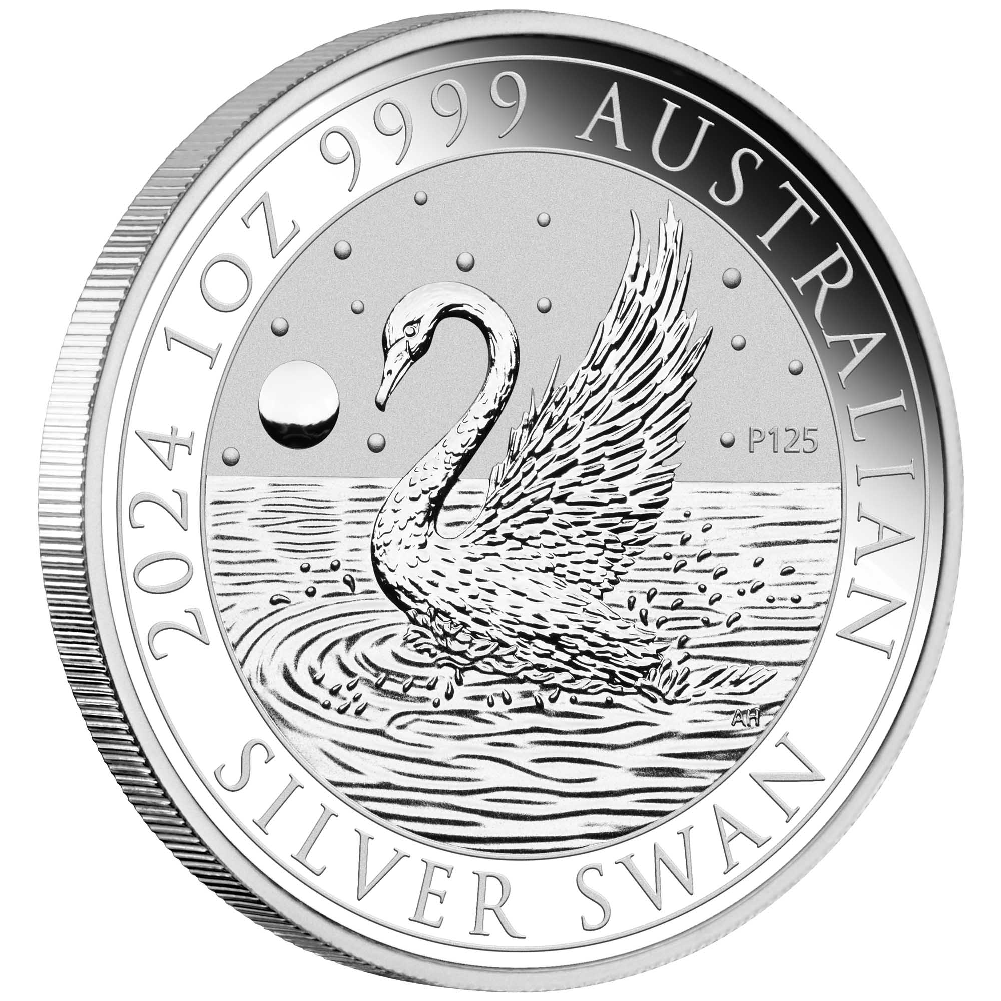 04 2024 Swan 1oz Silver Bullion OnEdge HighRes
