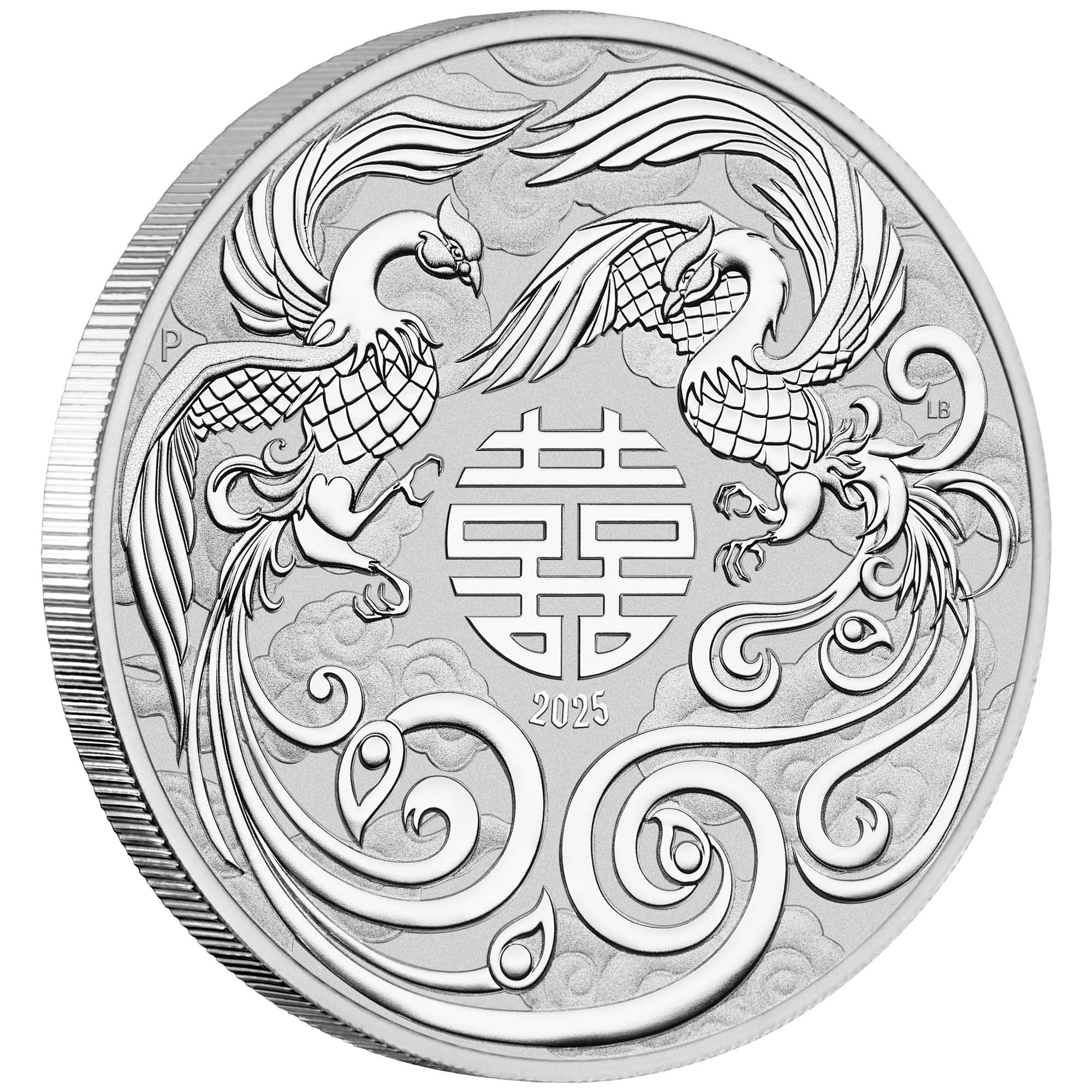 01 2025 Double Phoenix 1oz Silver Bullion Coin On Edge HighRes