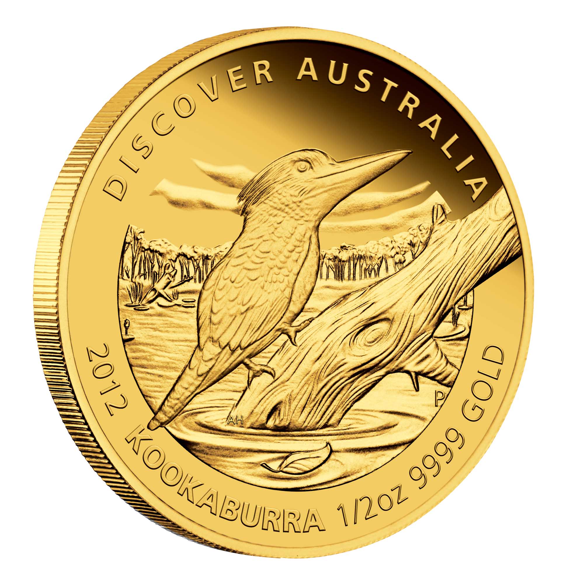 01 2012 DiscoverAustralia Kookaburra Gold 1 2oz Proof OnEdge
