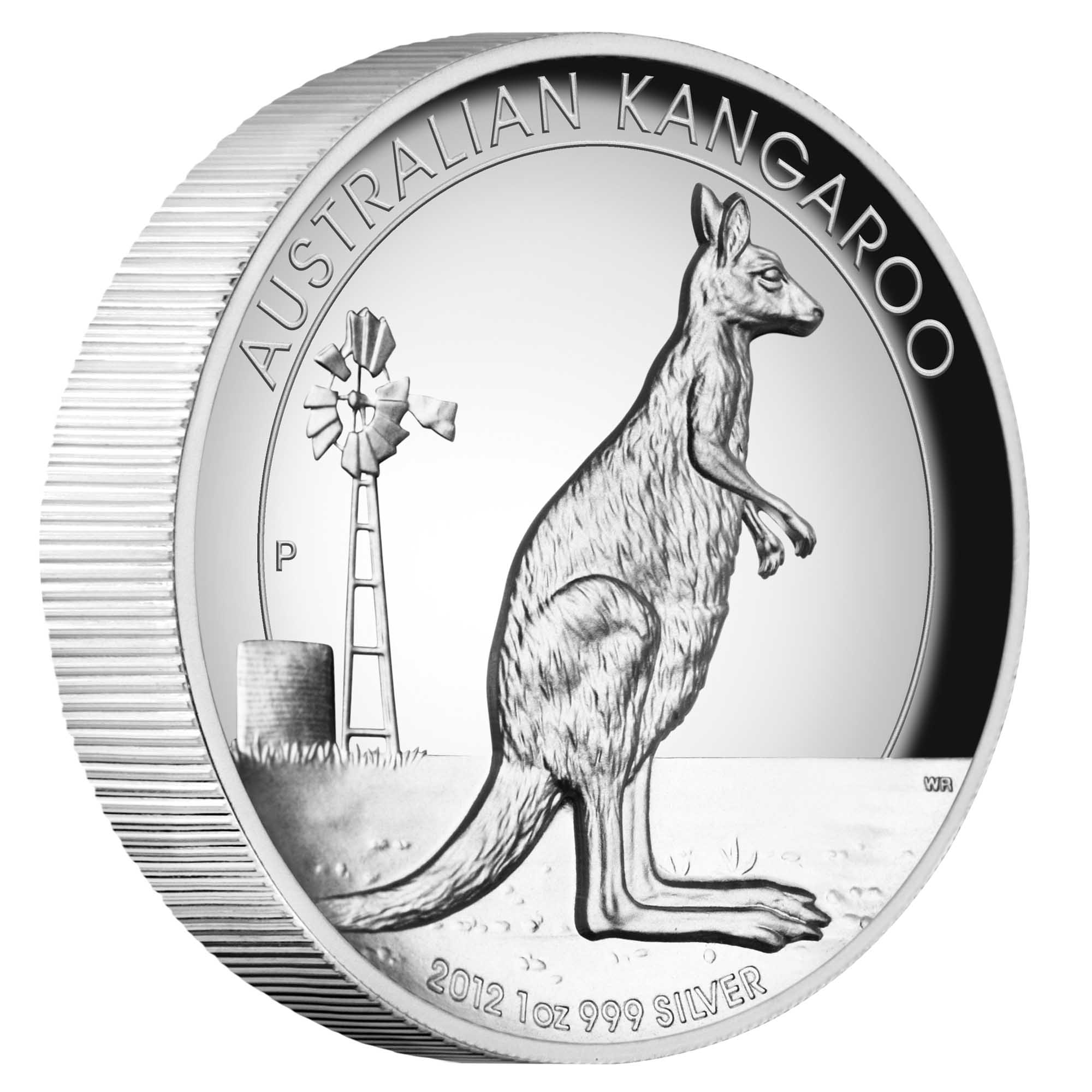 01 2012 AustralianKangaroo Silver 1oz HighRelief OnEdge High