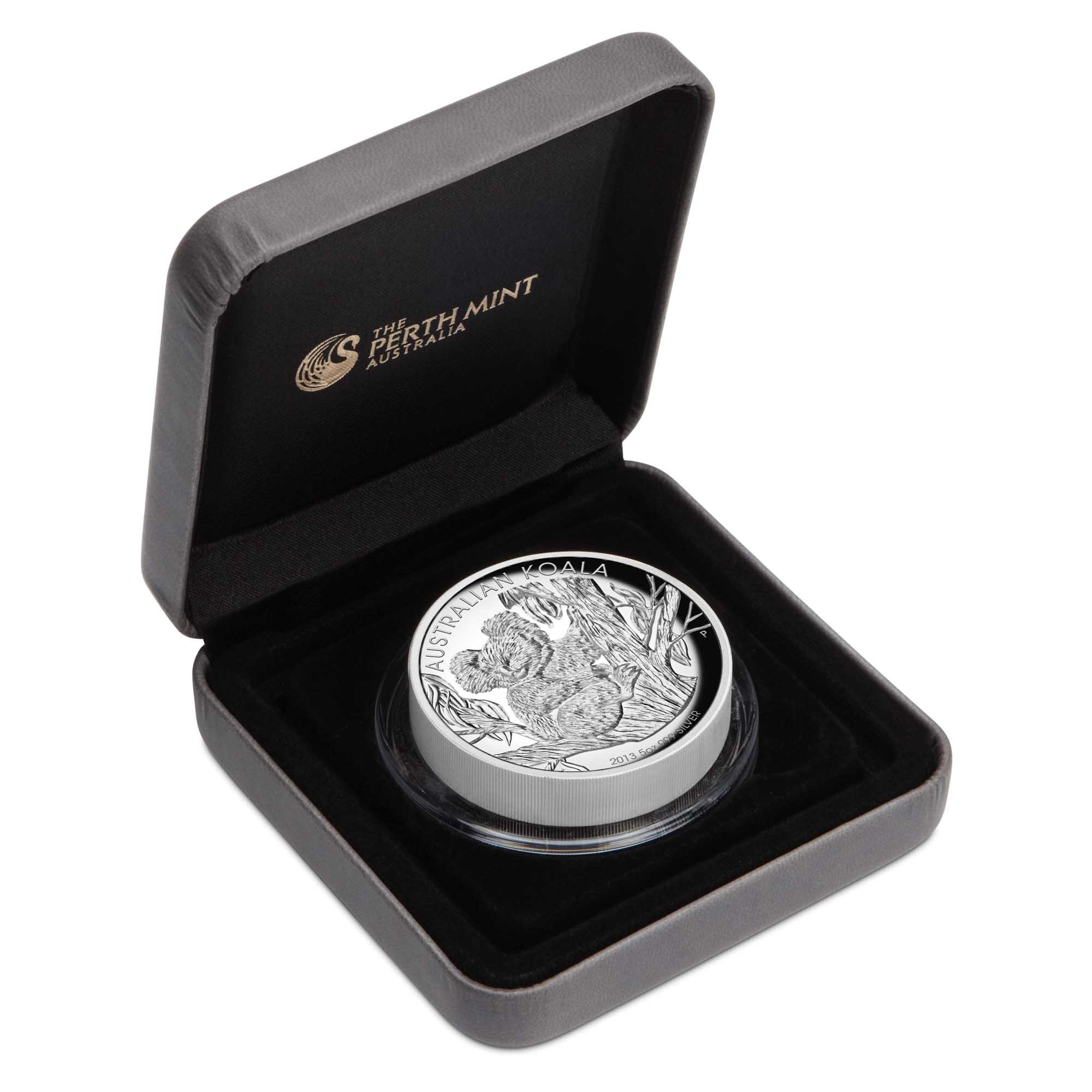 28 2013 AustralianKoala 5oz Silver HighRelief Proof InCase H