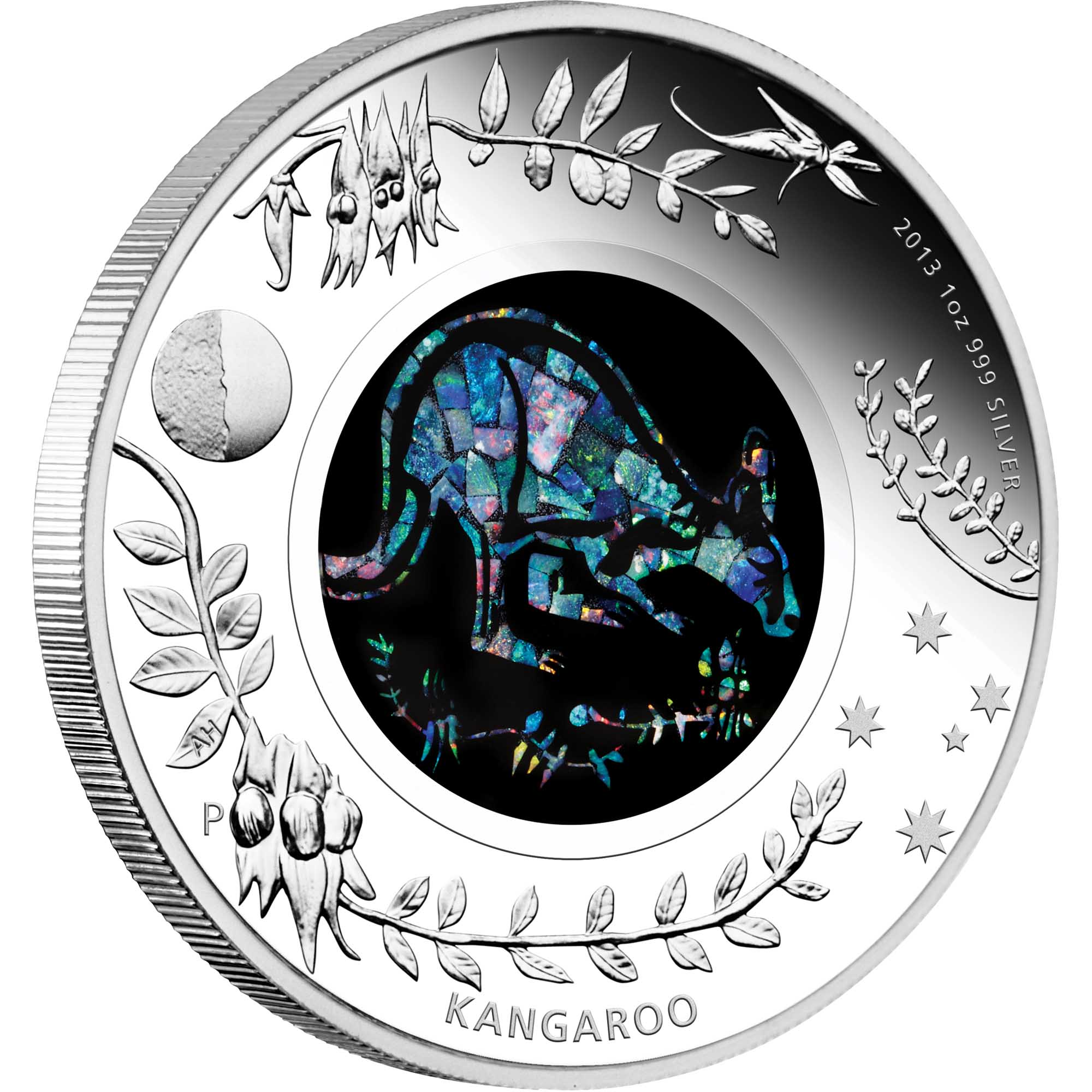 01 2013 AusKangaroo Opal Silver 1oz OnEdge HighRes