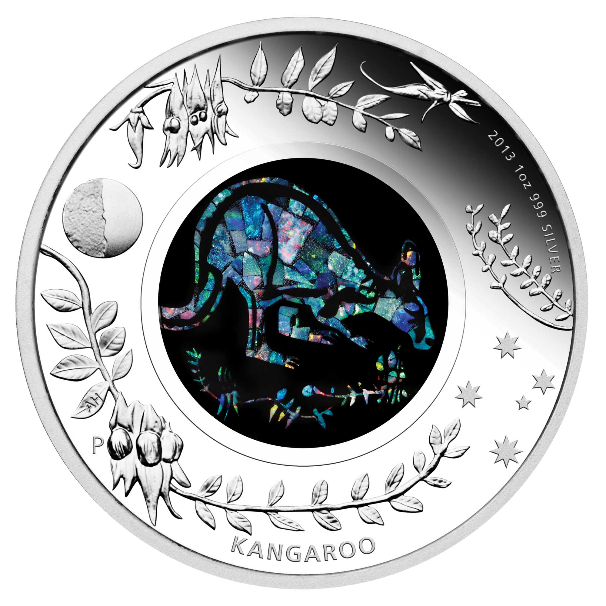 02 2013 AusKangaroo Opal Silver 1oz StraightOn HighRes