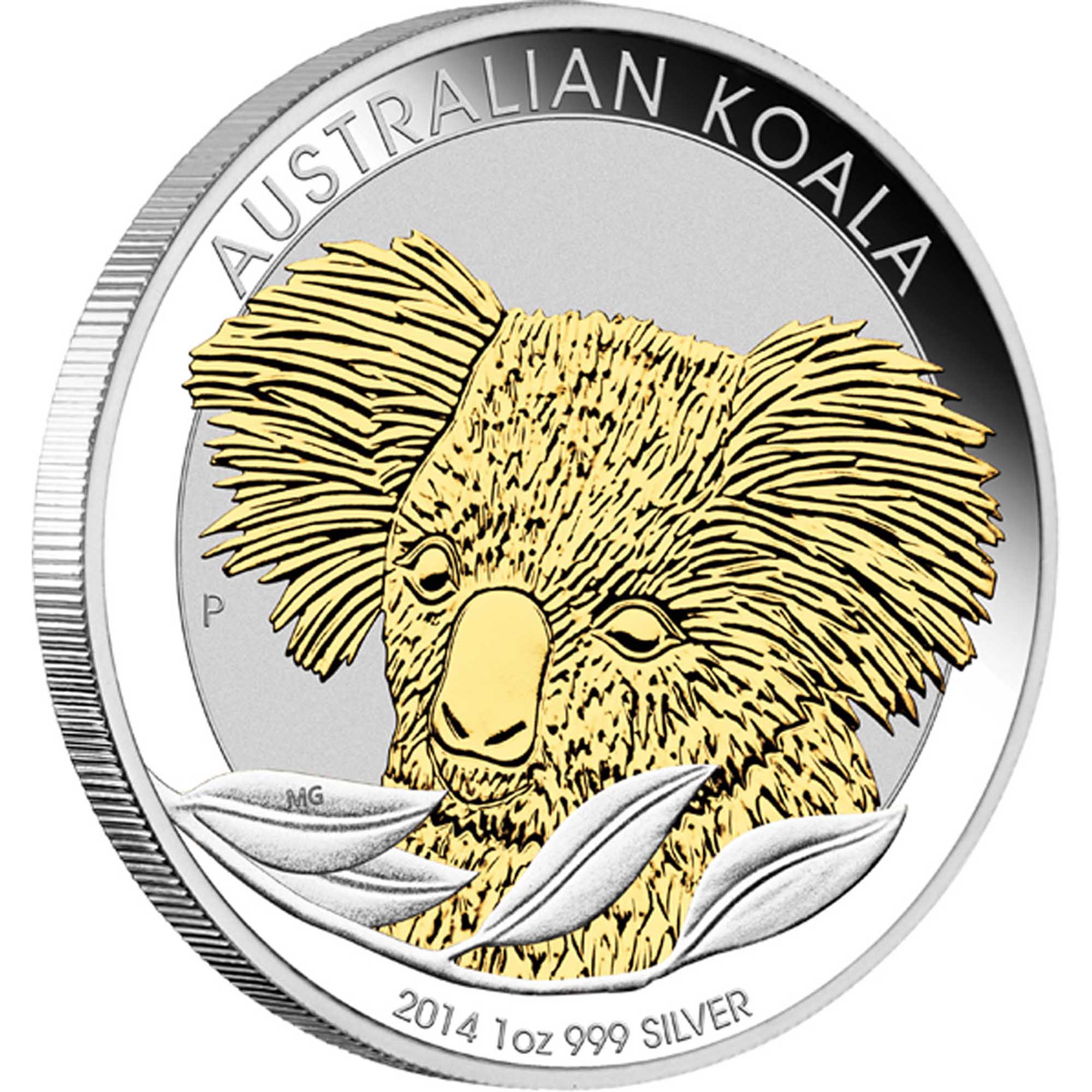 01 Australian Koala 2014 Gilded Silver Coin Reverse