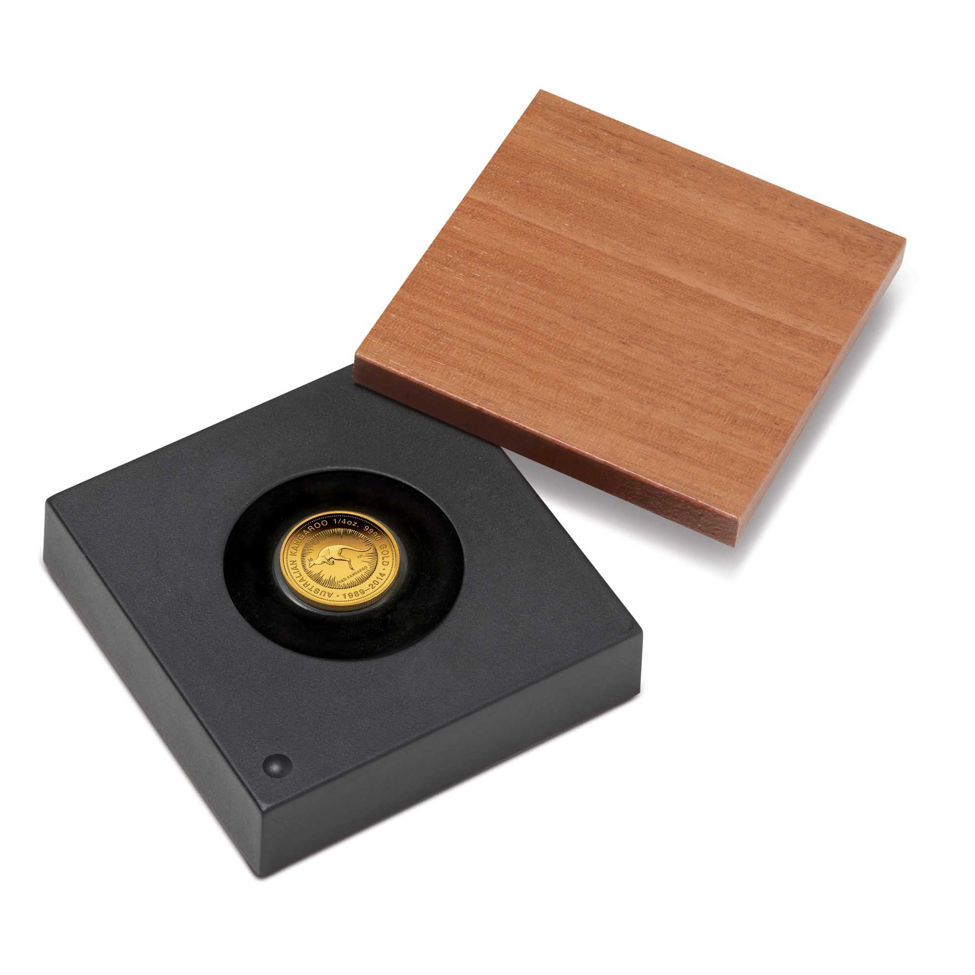 12 2014 25thAnniversary RedKangaroo Gold 1 4oz Proof InCase HighRes