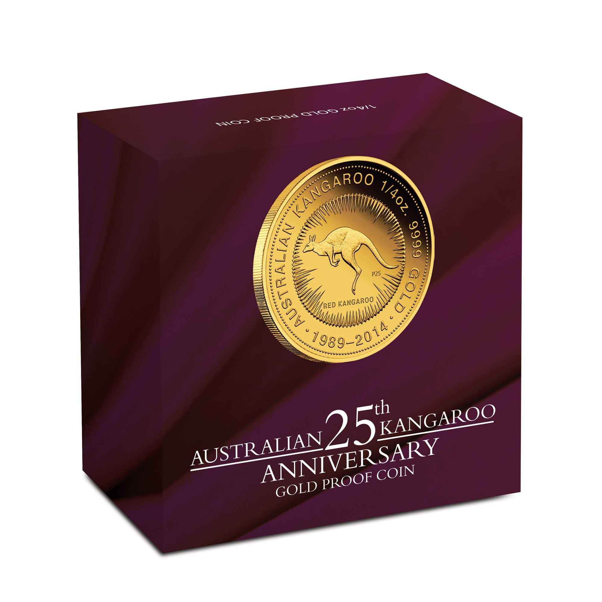 13 2014 25thAnniversary RedKangaroo Gold 1 4oz Proof InShipper HighRes
