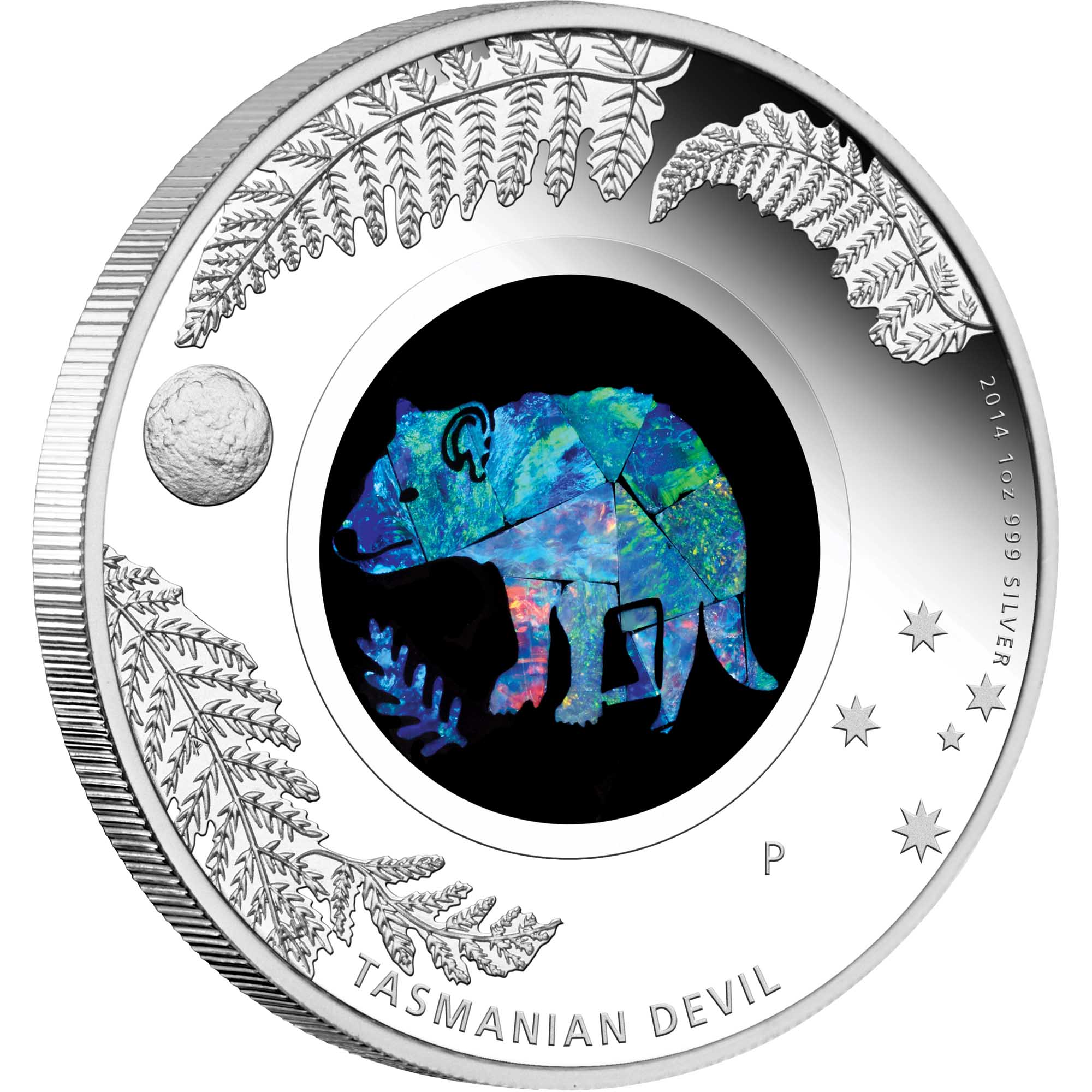 01 2014 TasmanianDevil Opal Silver 1oz OnEdge HighRes