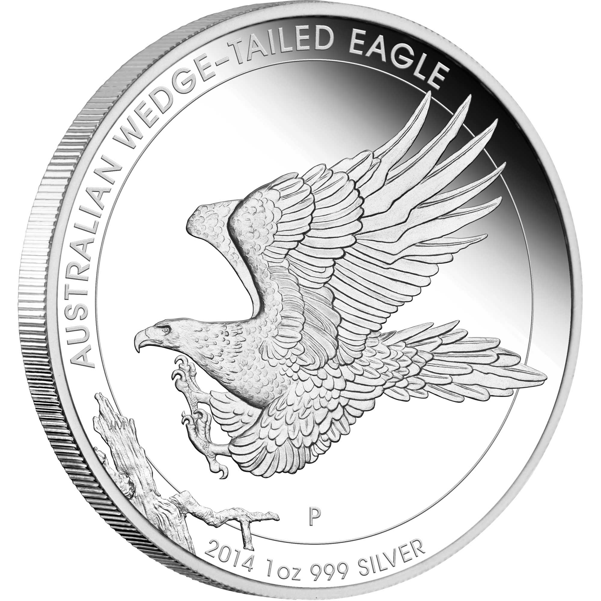 16 2014 AustralianWedgeTailedEagle Silver 1oz Proof OnEdge HighRes