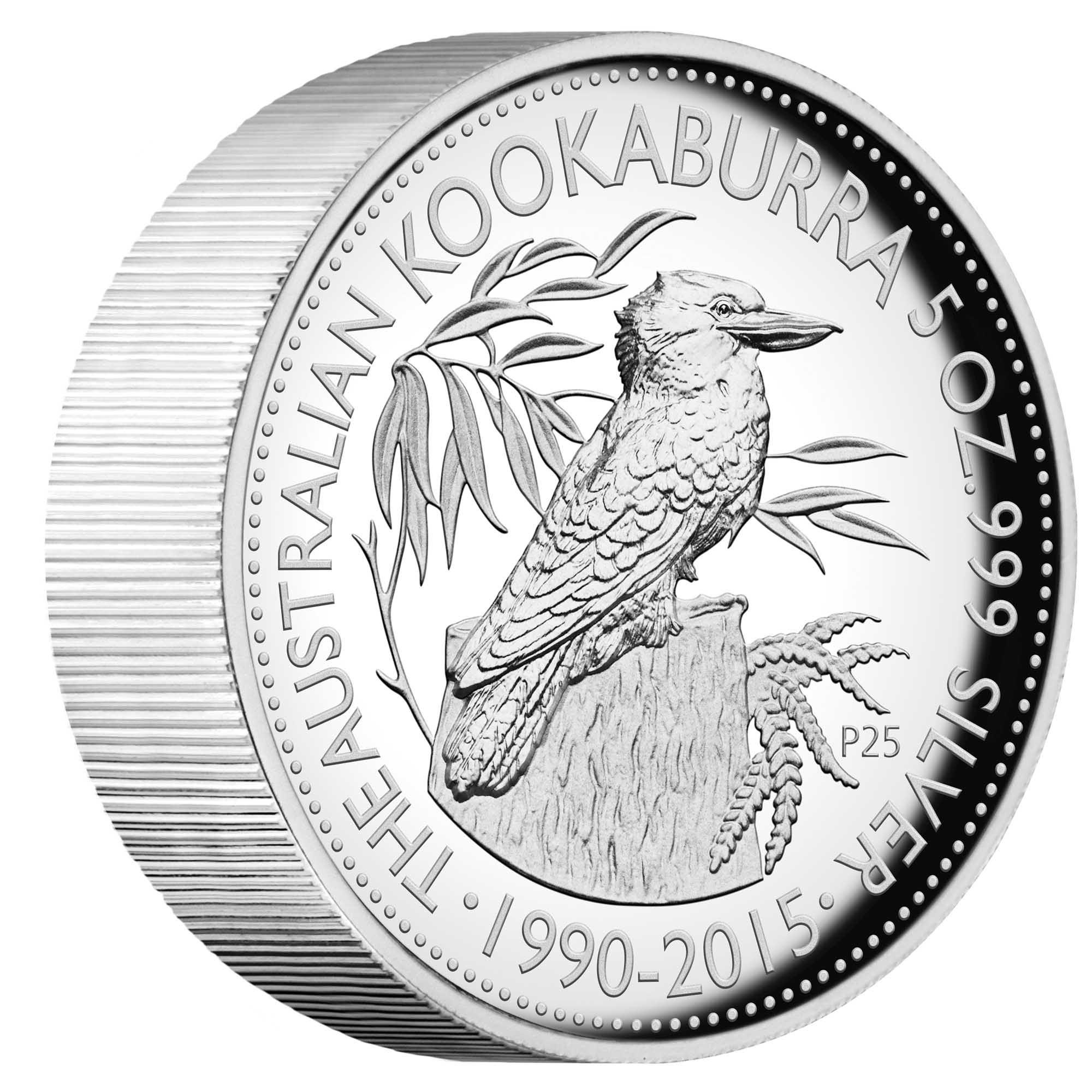 06 2015 AustralianKookaburra 5oz Silver Proof HighRelief OnEdge HighRes