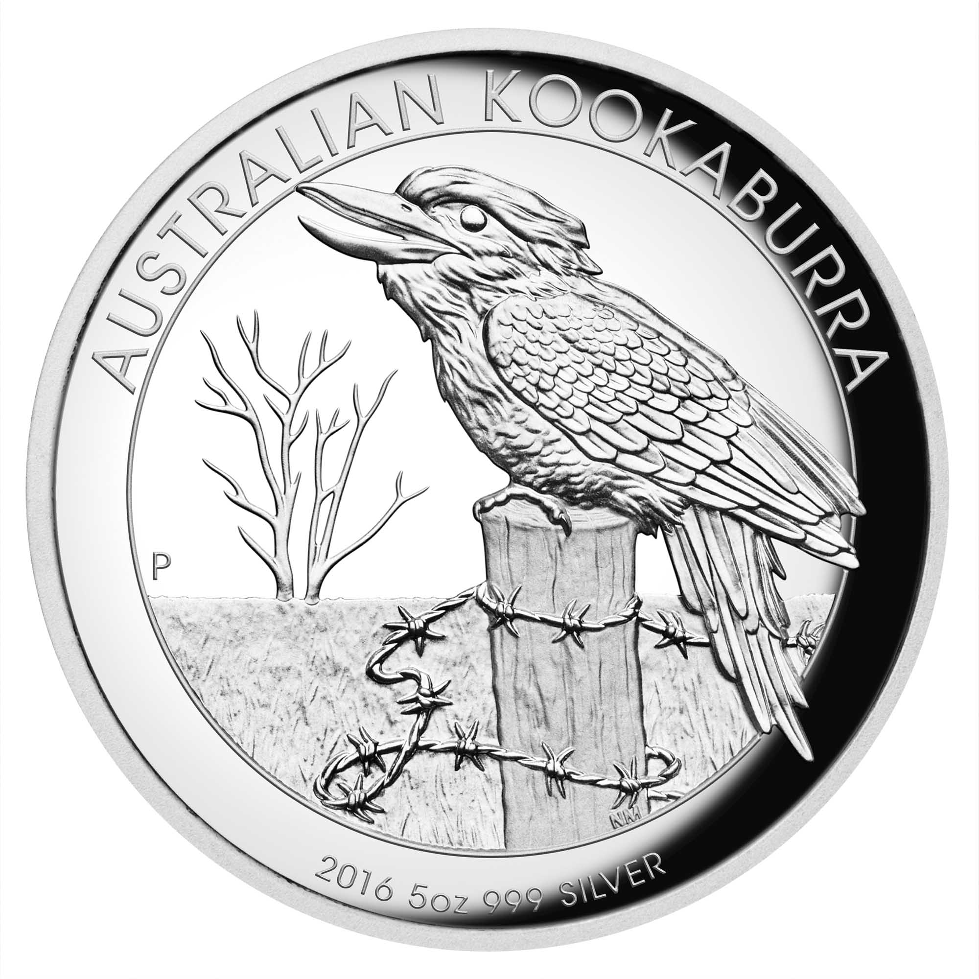 02 australian kookaburra 2016 5oz silver high relief StraightOn