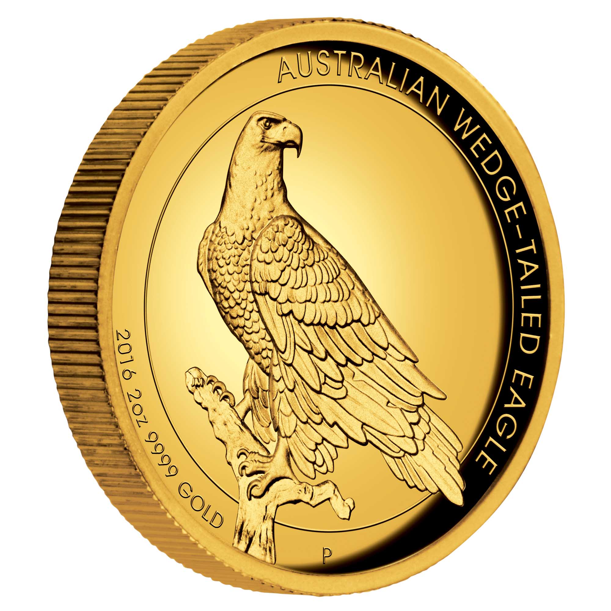 11 2016 AustralianWedgeTailedEagle Gold 2oz Proof HighRelief OnEdge HighRes