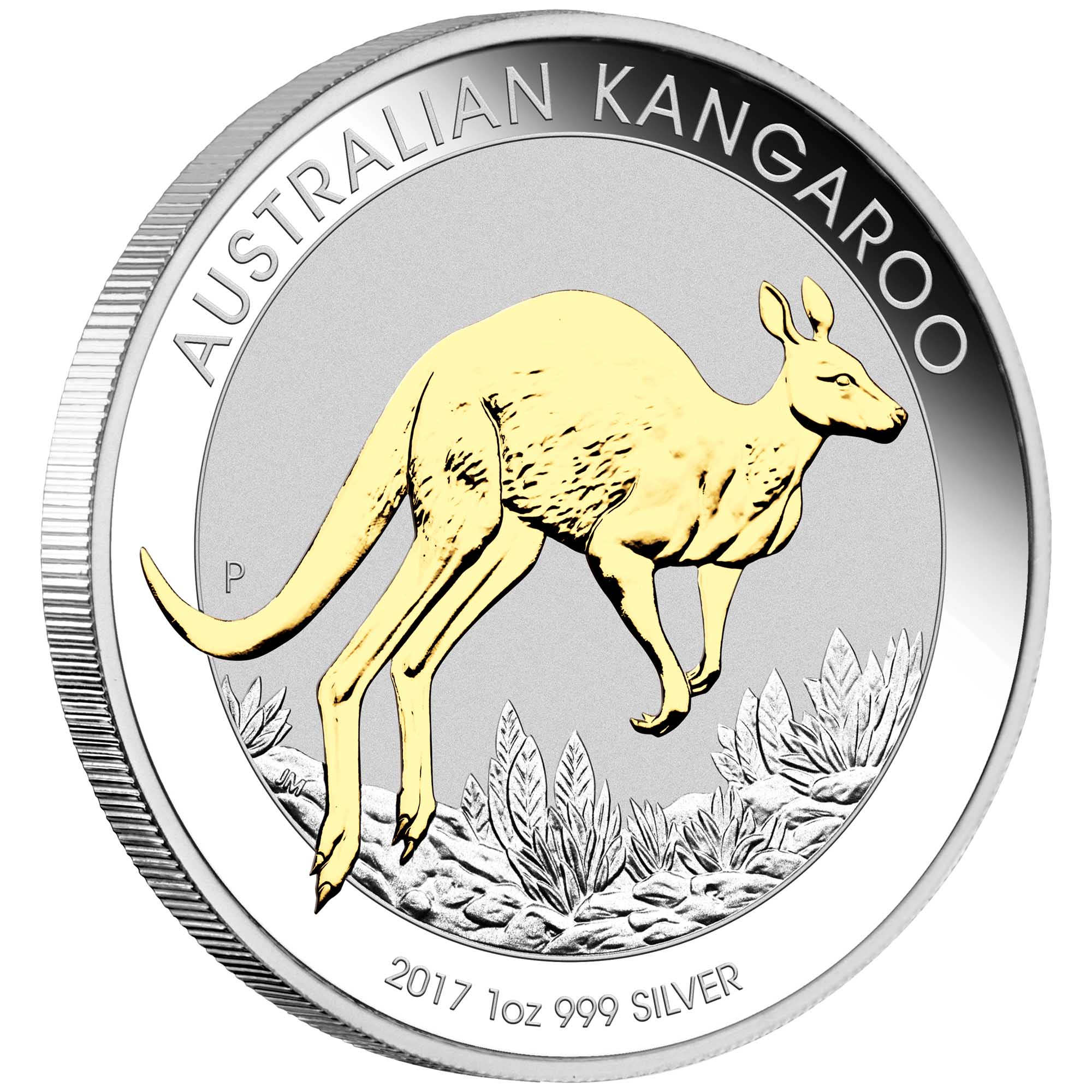 01 australian kangaroo 2017 1oz silver gilded OnEdge