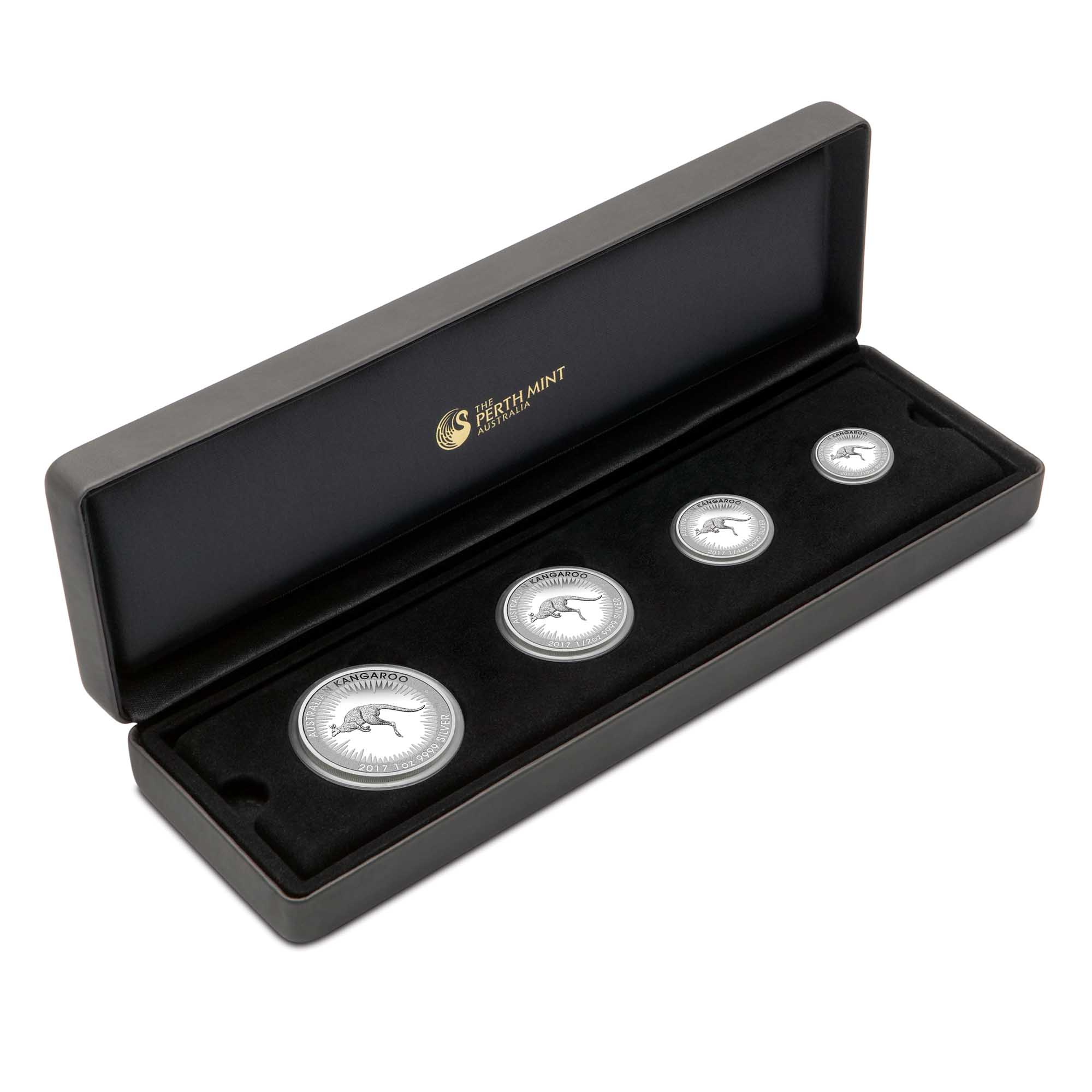 013 australian kangaroo four coin set 2017 silver proof InCase