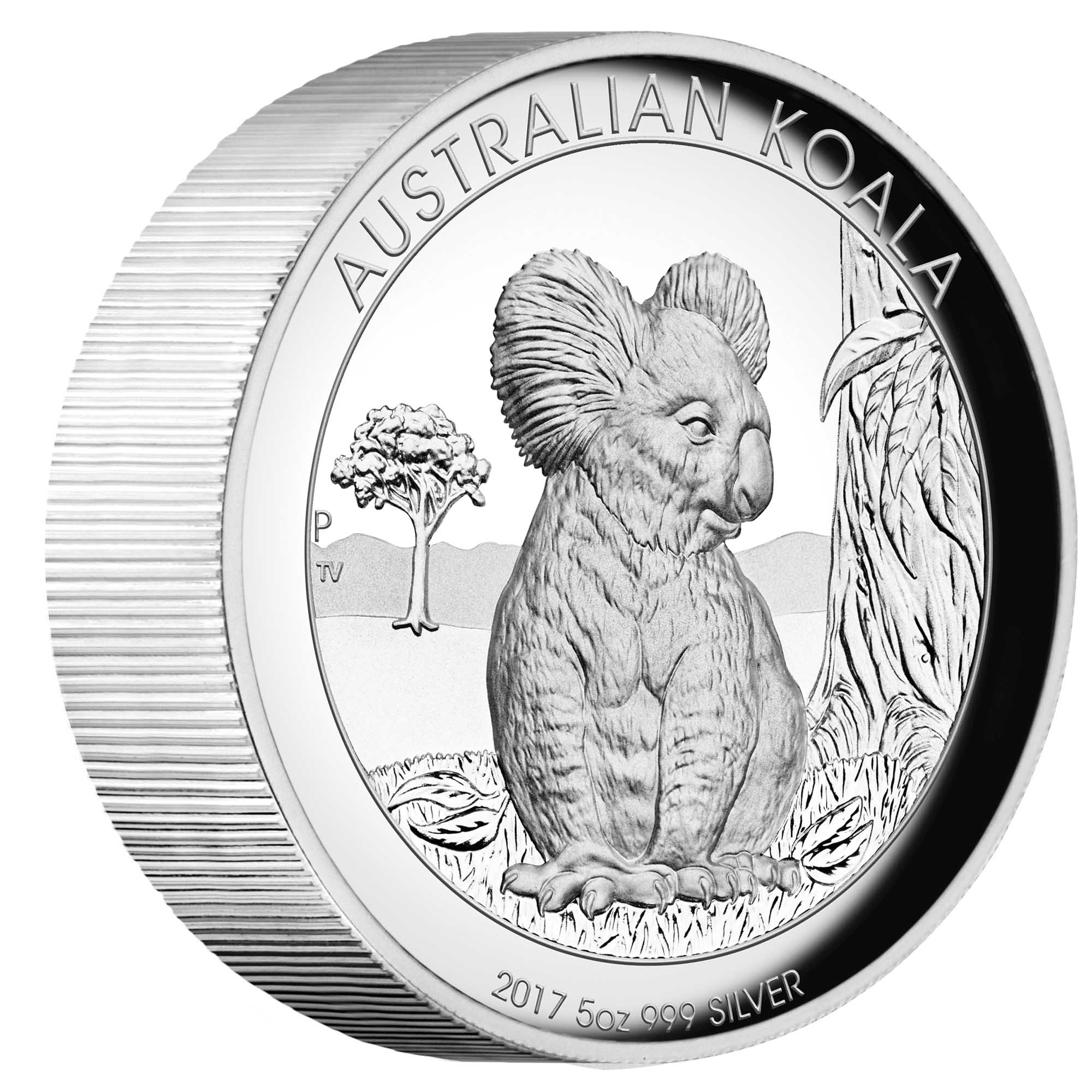 01 australian koala 2017 5oz silver proof high relief OnEdge