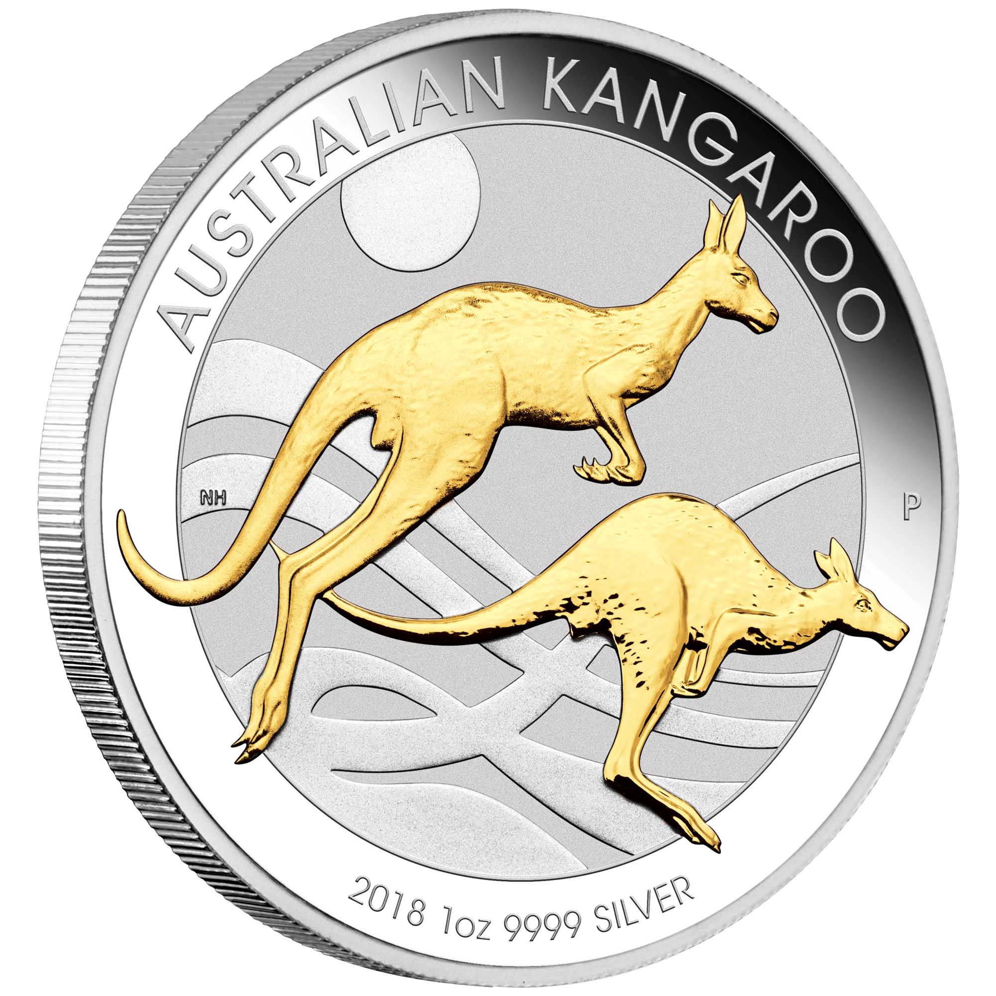 01 australian kangaroo 2018 1oz silver gilded OnEdge