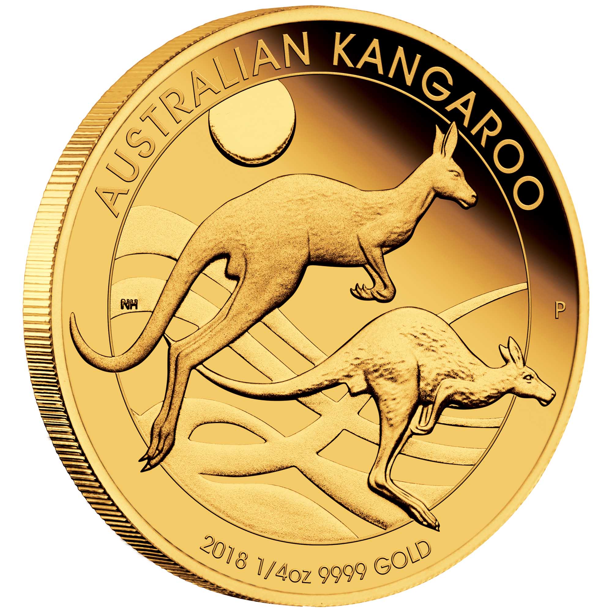 04 2018 AustralianKangaroo Gold 1 4oz Proof OnEdge HighRes