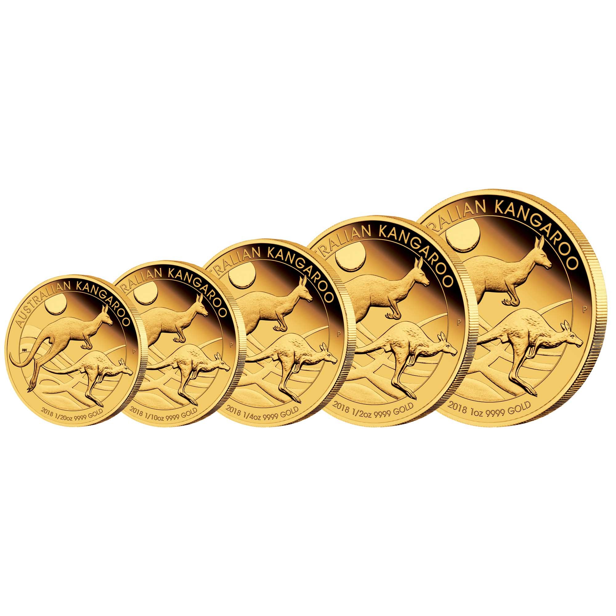 06 australian kangaroo five coin set 2018 gold proof OnEdge