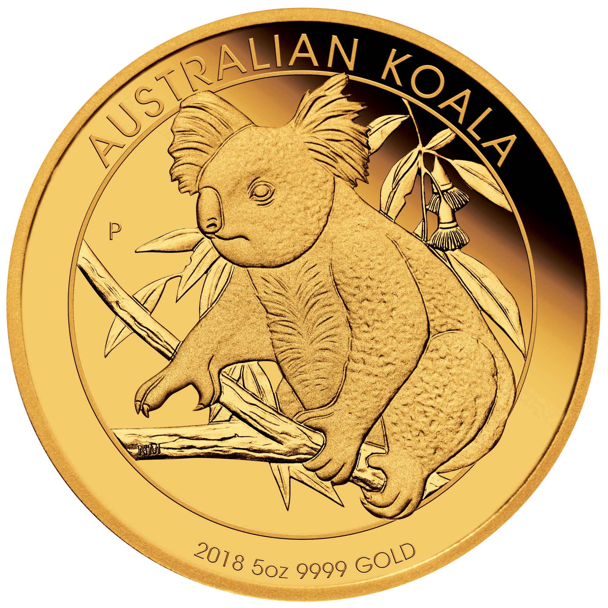 02 2018 Australian Koala 5oz Gold Proof Coin StraightOn HighRes