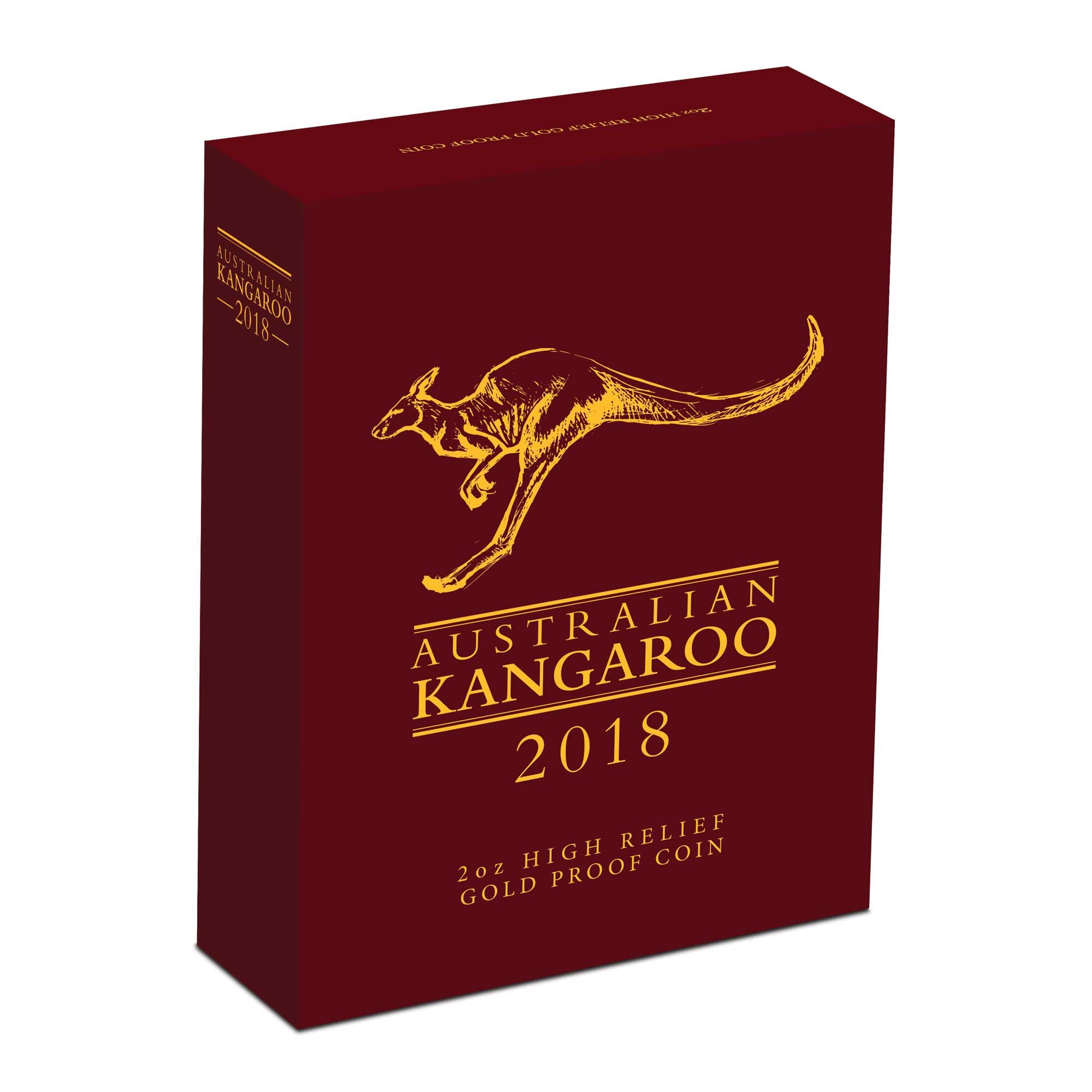 05 2018 AustralianKangaroo Gold 2oz Proof HighRelief InShipper HighRes