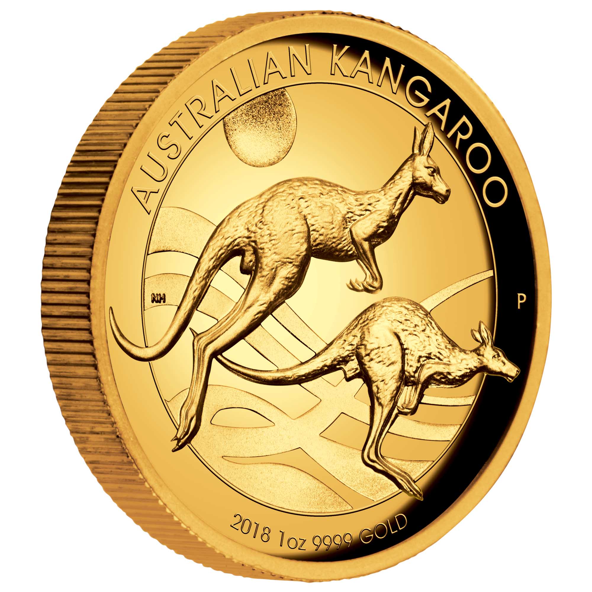 01 australian kangaroo 2018 1oz gold proof high relief OnEdge