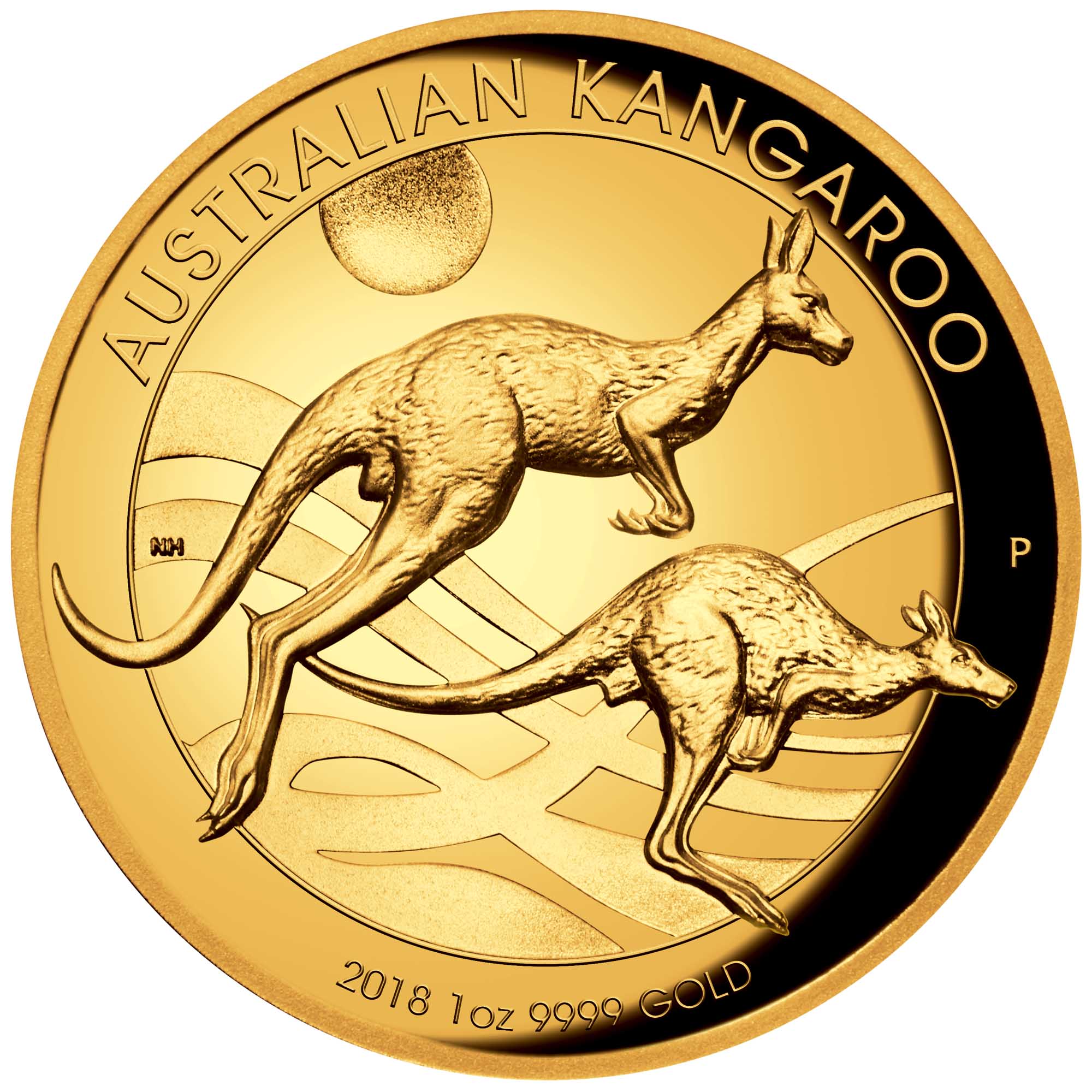 02 australian kangaroo 2018 1oz gold proof high relief StraightOn