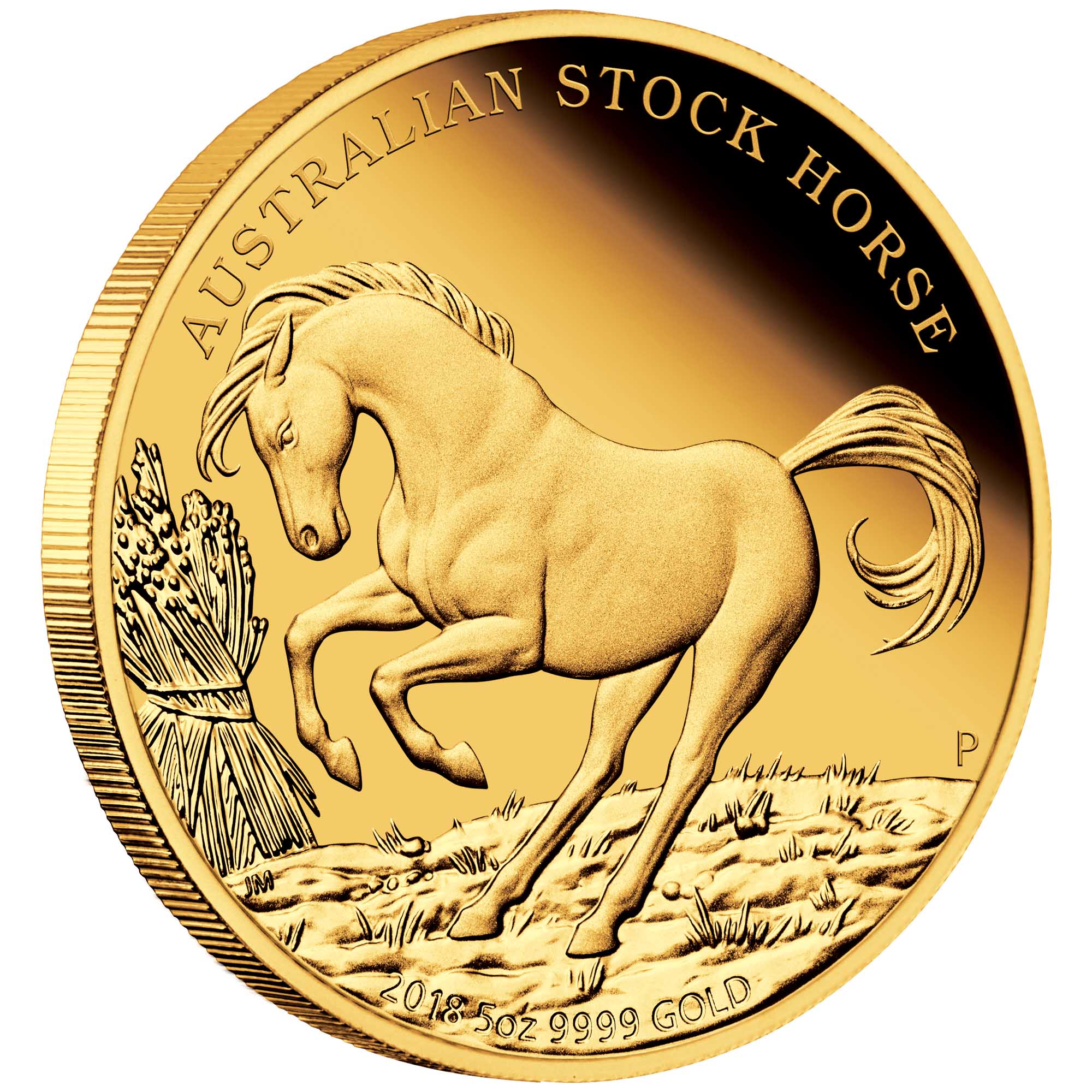 01 stock horse 2018 5oz gold proof OnEdge