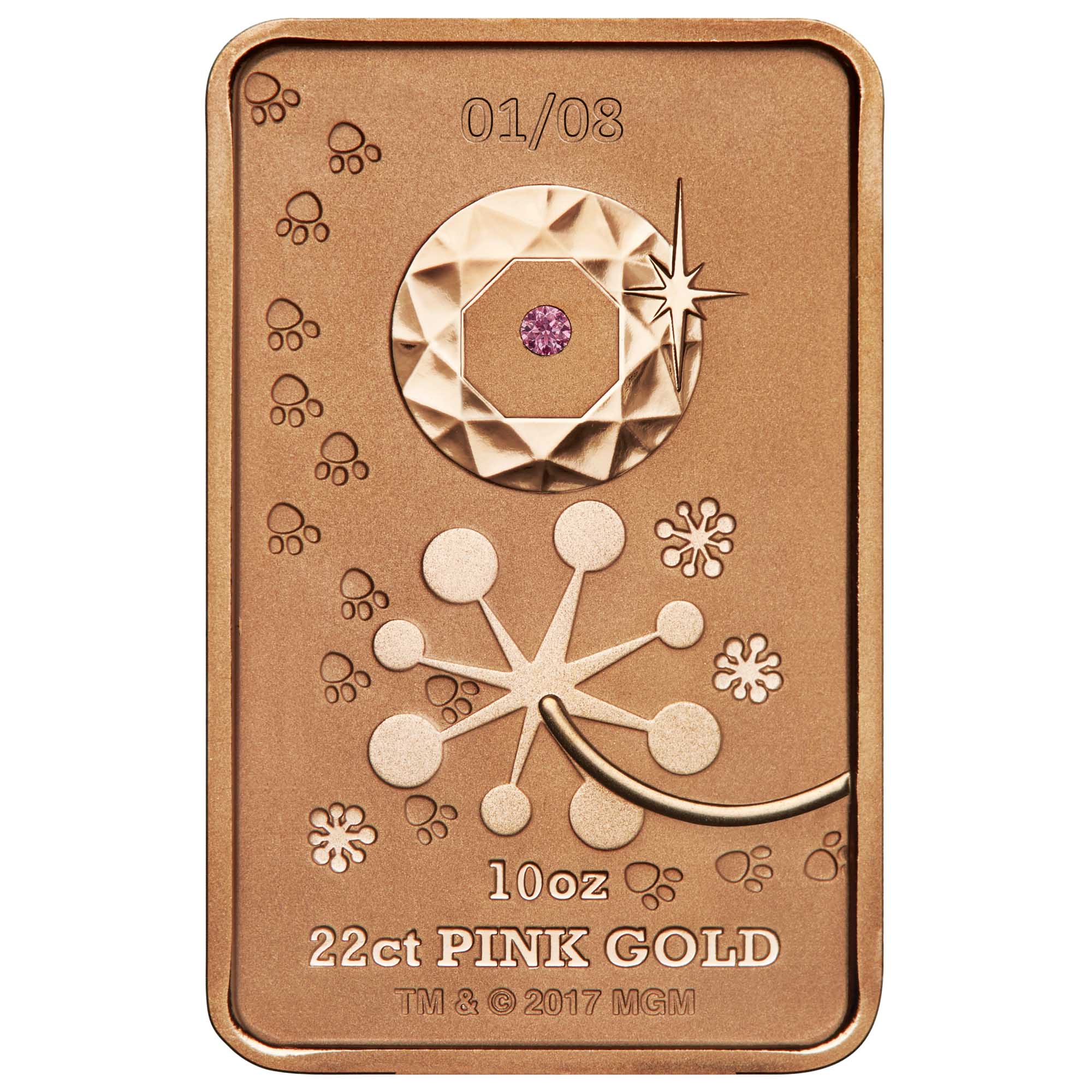 03 Pink Panther 10oz Pink Gold Pink Diamond Ingot Obverse HighRes