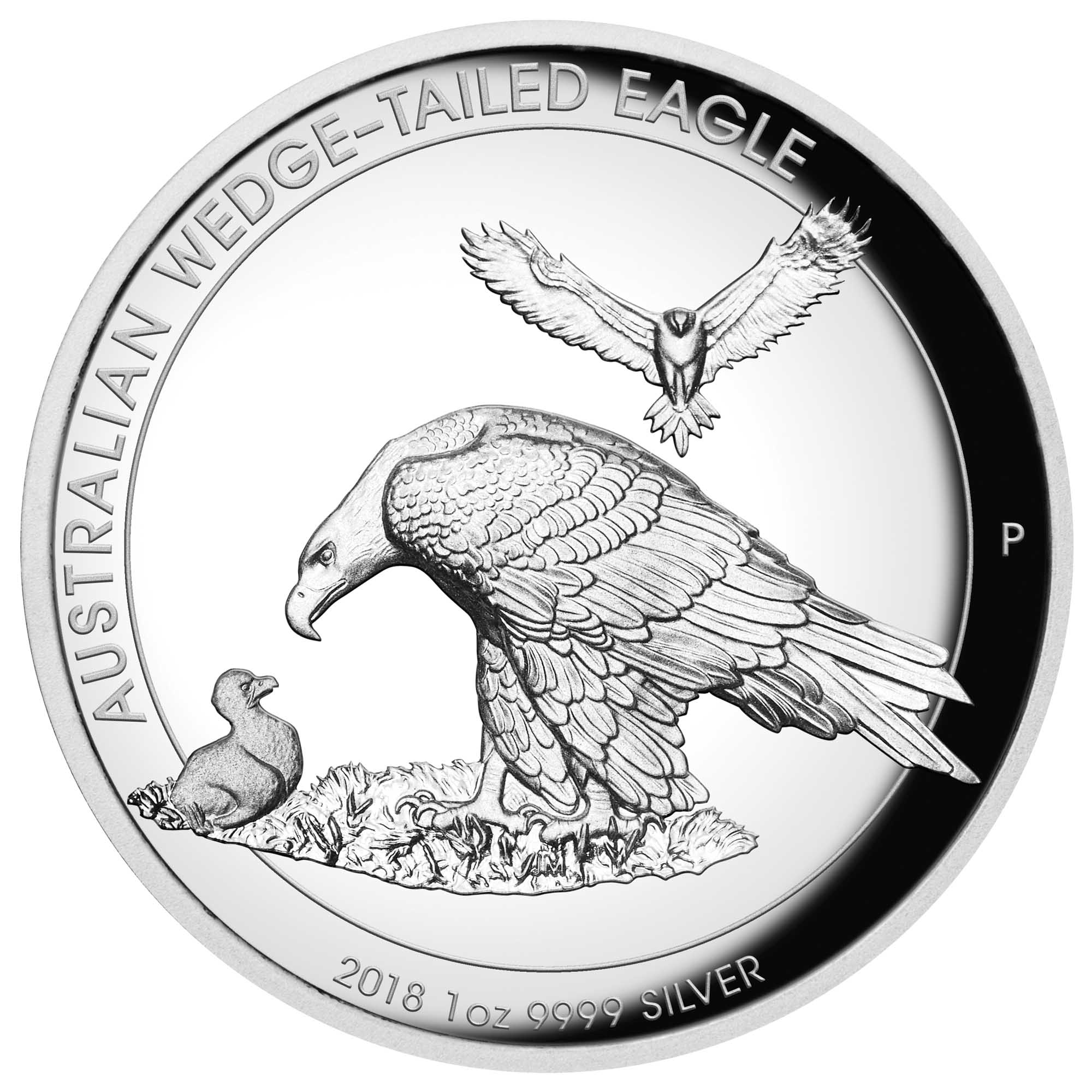 02 australian wedge tailed eagle 2018 1oz silver proof high relief StraightOn