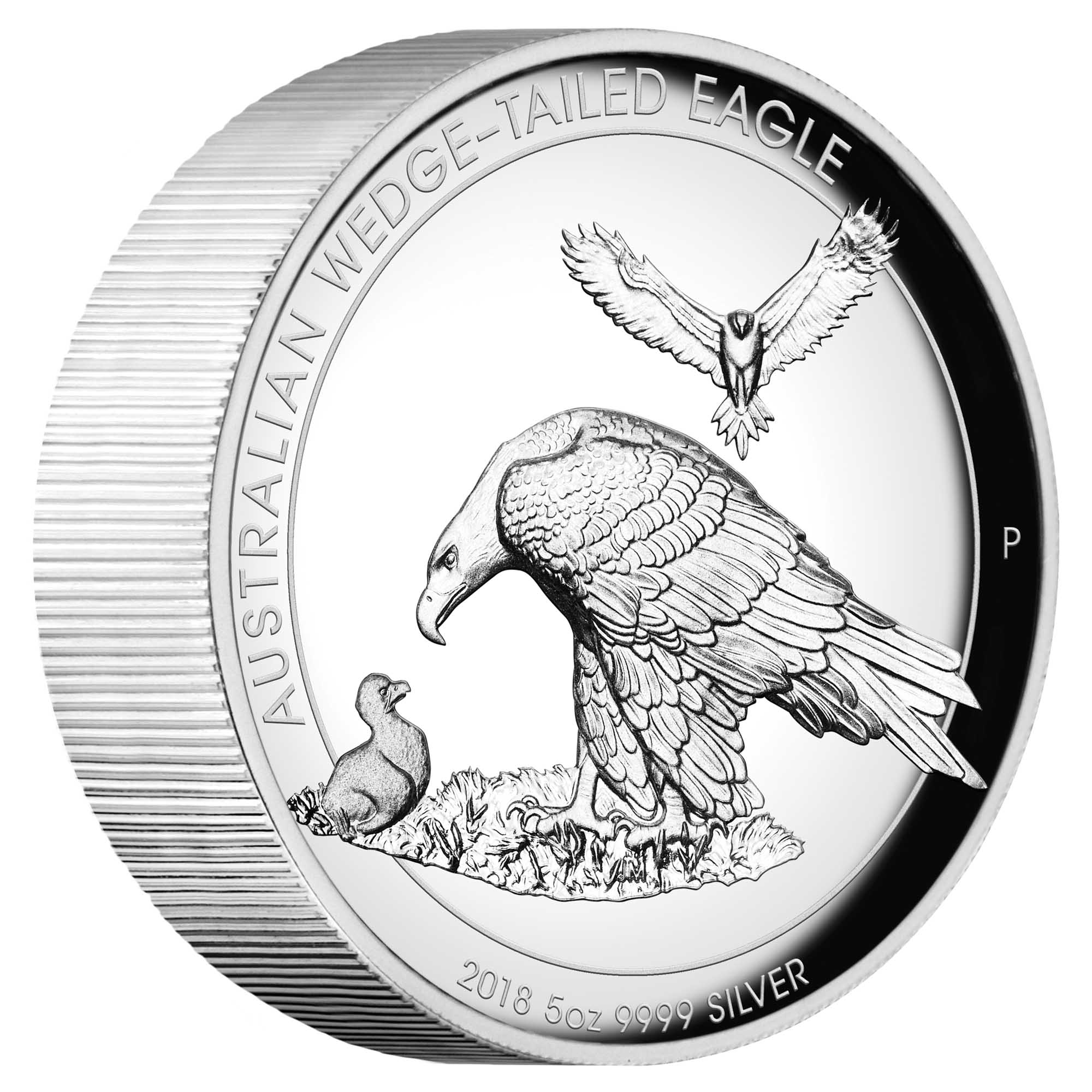 01 australian wedge tailed eagle 2018 5oz silver proof high relief OnEdge