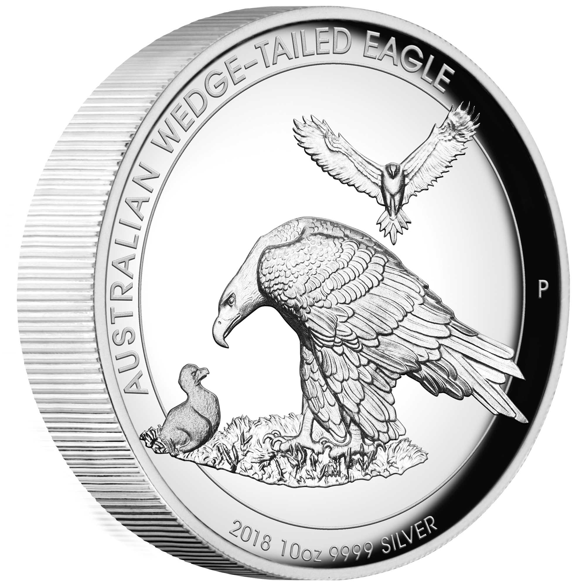 06 2018 AustralianWedgeTailedEagle Silver 10oz Proof HighRelief OnEdge HighRes